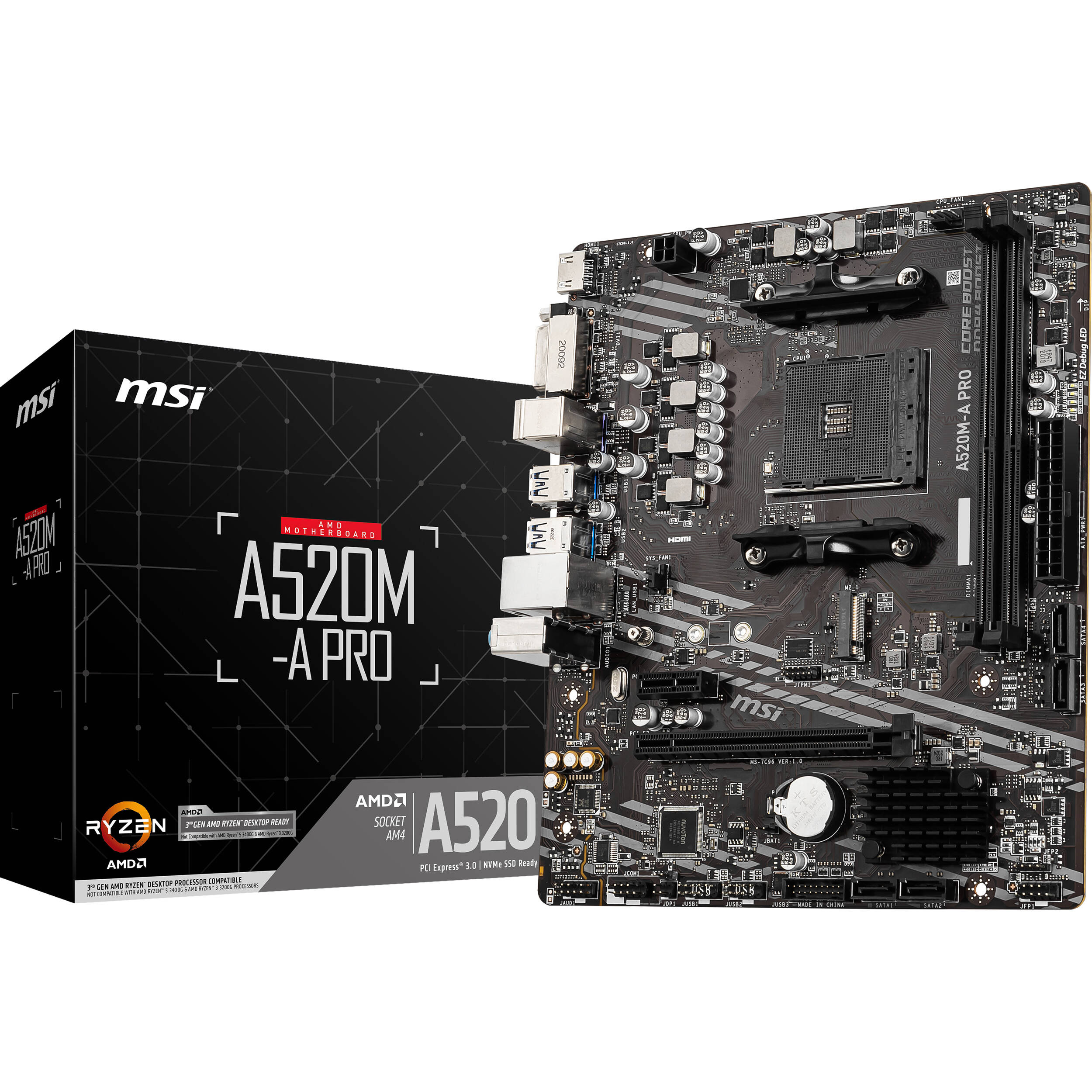 MSI A520M A PRO micro-ATX motherboard with AM4 socket and DDR4 support — view 7