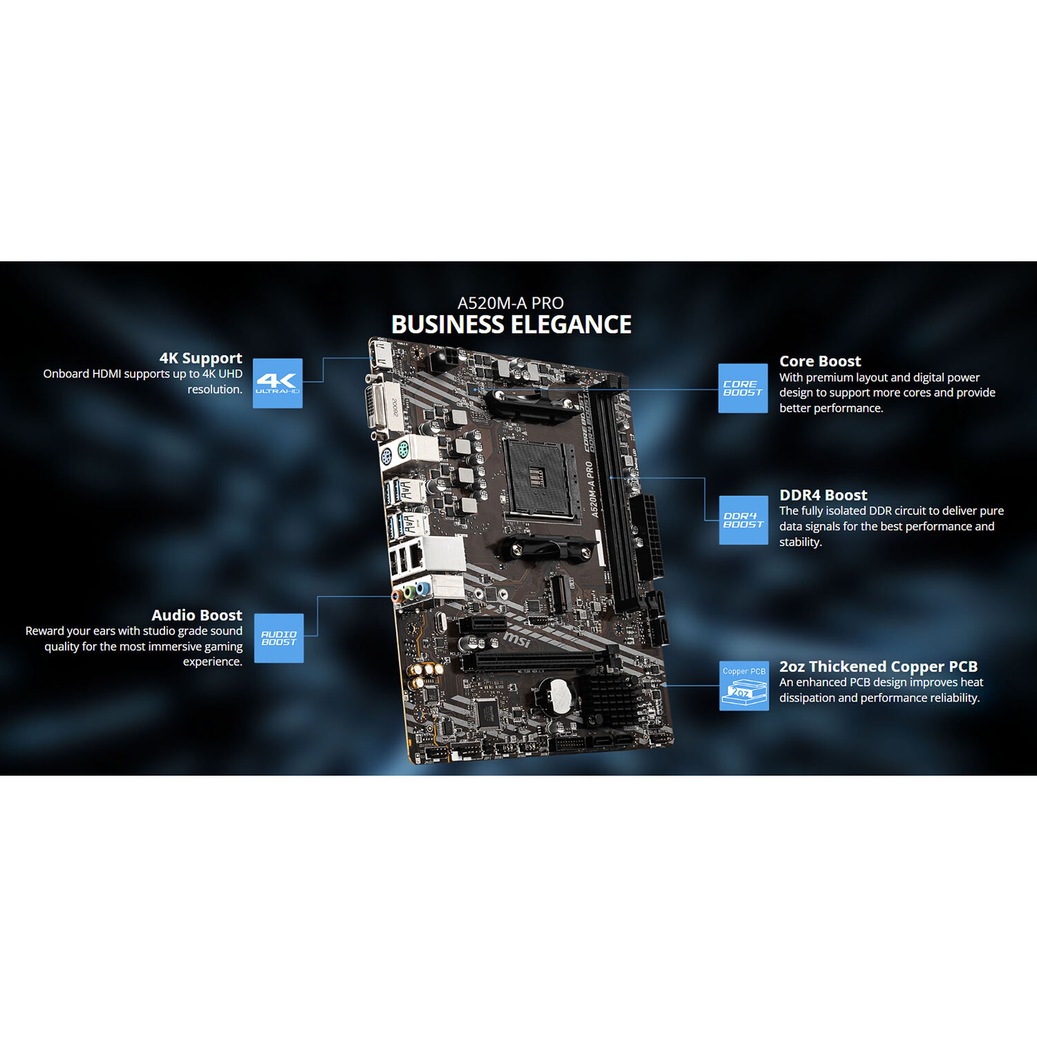 MSI A520M A PRO micro-ATX motherboard with AM4 socket and DDR4 support — view 8