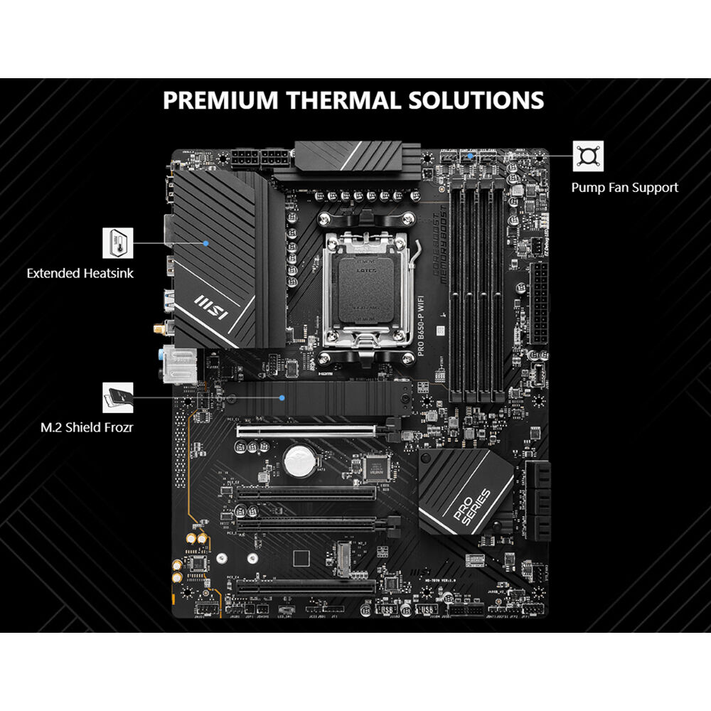 MSI PRO B650-P WIFI ATX motherboard for AMD Ryzen 7000 processors with DDR5 and Wi‑Fi 6E — view 10