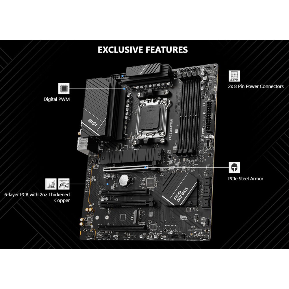 MSI PRO B650-P WIFI ATX motherboard for AMD Ryzen 7000 processors with DDR5 and Wi‑Fi 6E — view 8