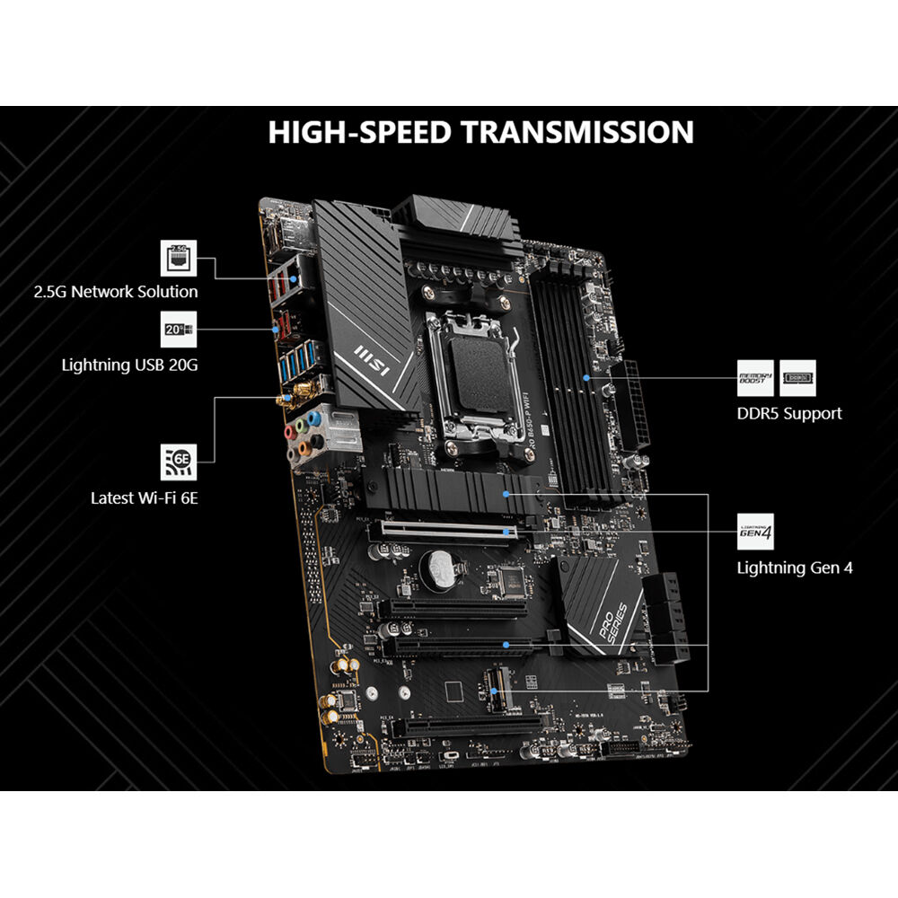 MSI PRO B650-P WIFI ATX motherboard for AMD Ryzen 7000 processors with DDR5 and Wi‑Fi 6E — view 9