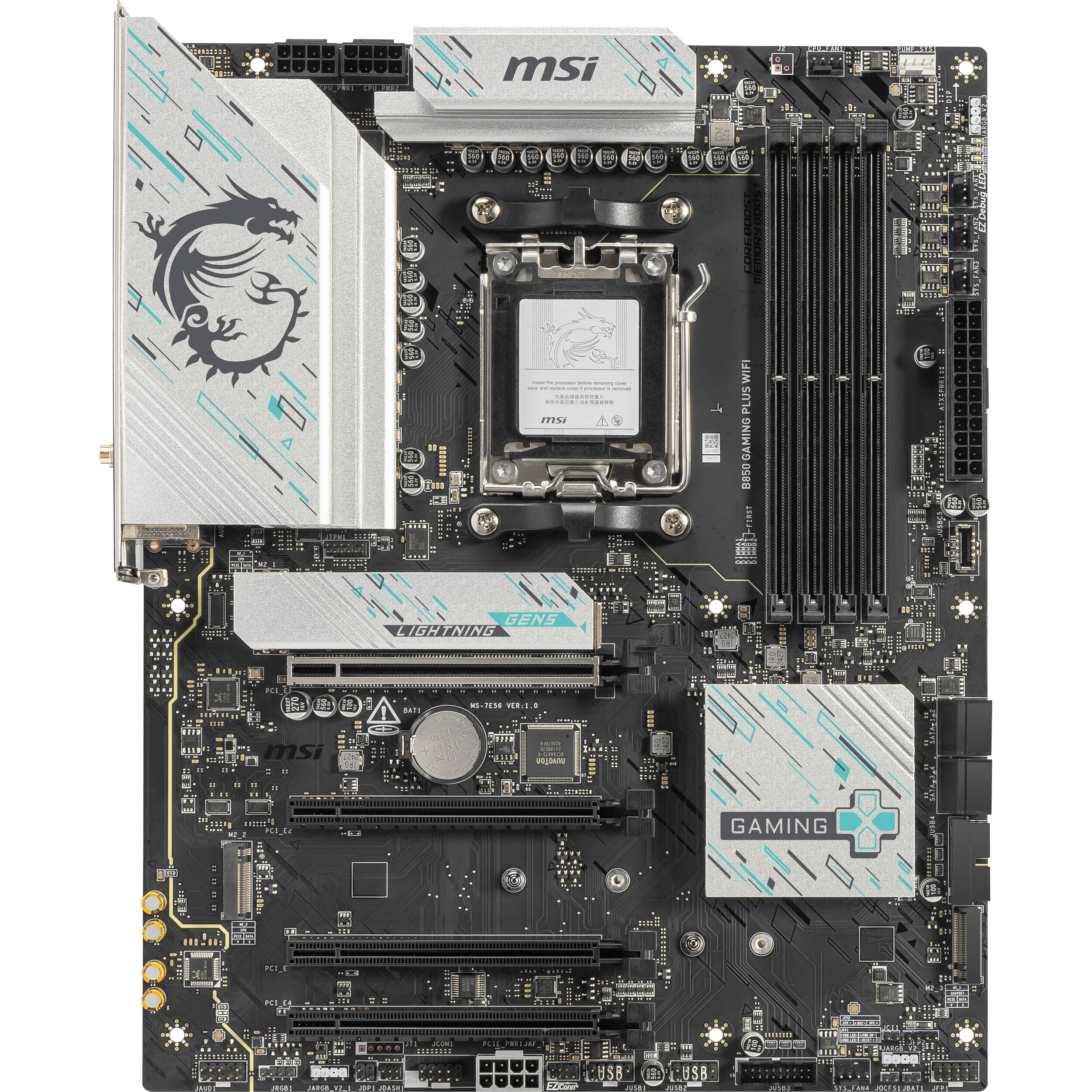 MSI B850 GAMING PLUS WIFI ATX motherboard for AMD AM5 gaming builds — view 2