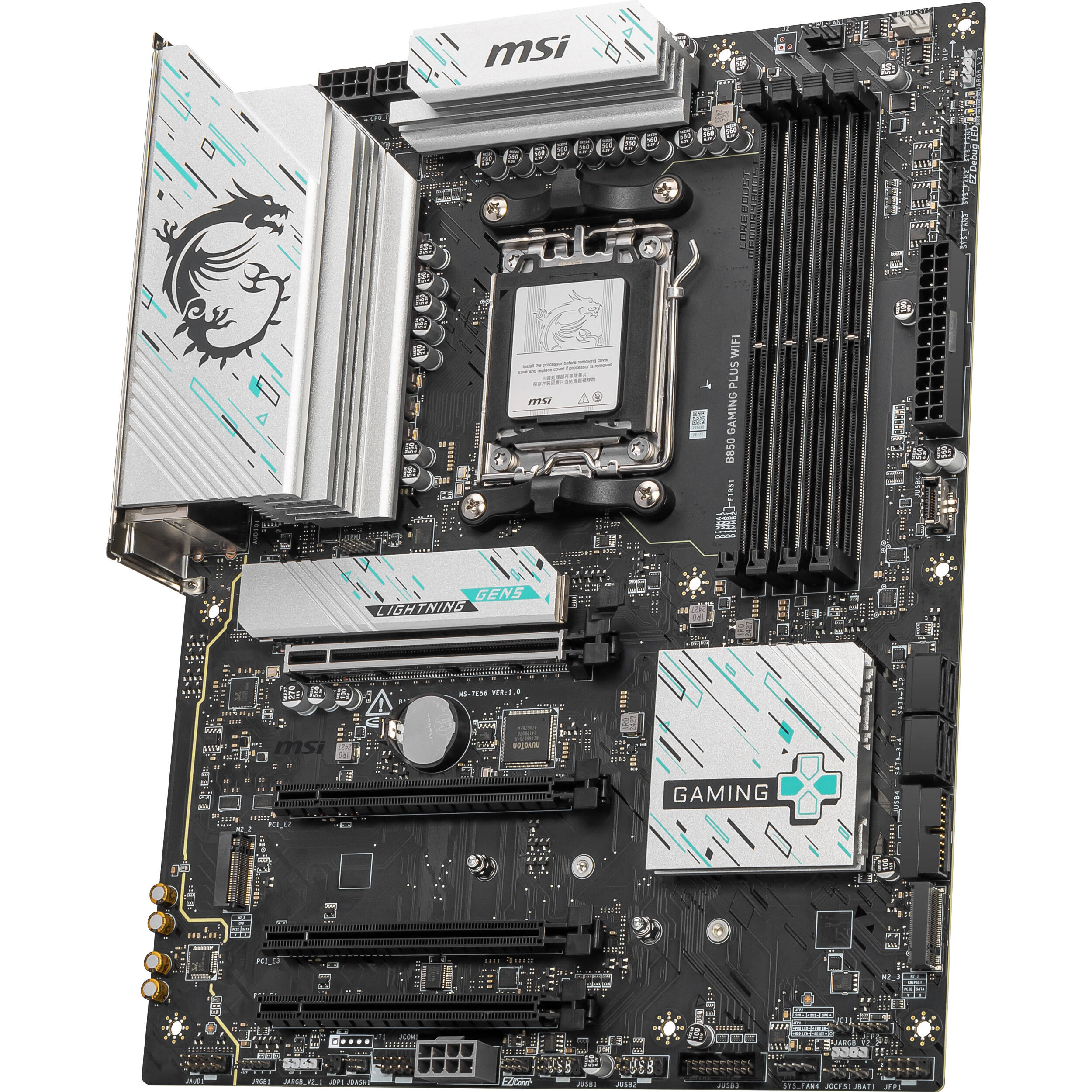 MSI B850 GAMING PLUS WIFI ATX motherboard for AMD AM5 gaming builds — view 3