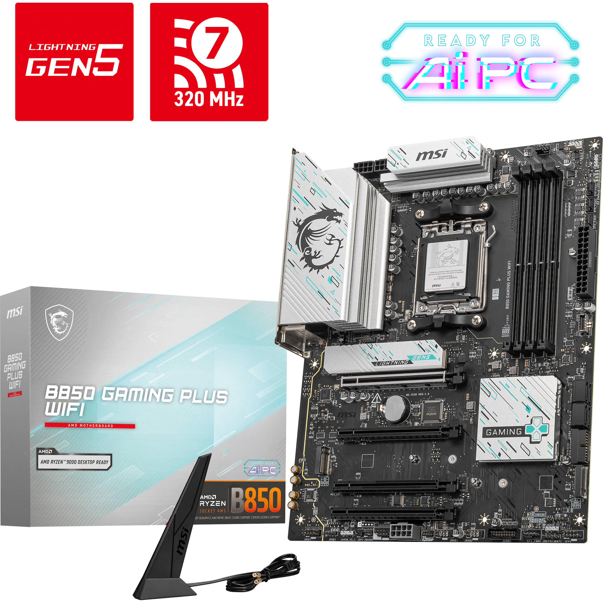 MSI B850 GAMING PLUS WIFI ATX motherboard for AMD AM5 gaming builds — view 7