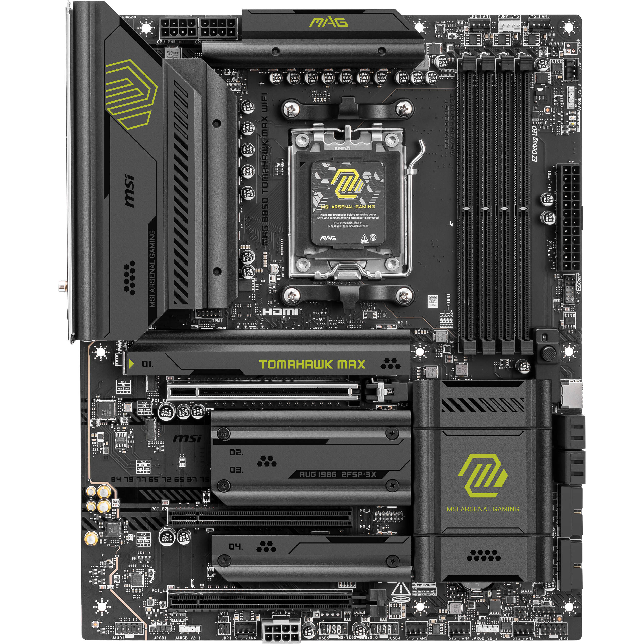 MSI MAG B850 TOMAHAWK MAX WIFI ATX AM5 motherboard with onboard Wi‑Fi — view 2