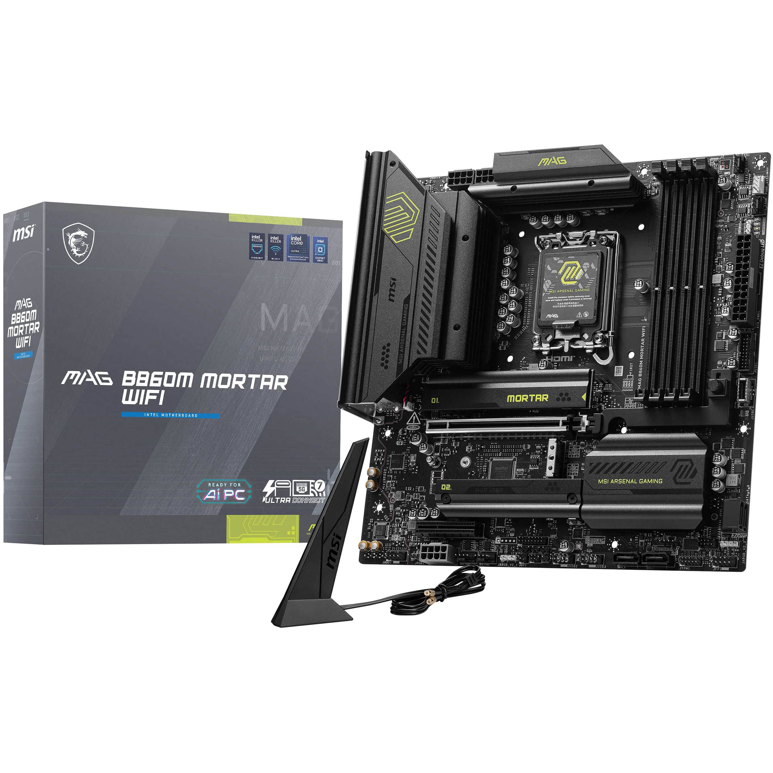 MSI MAG B860M MORTAR WIFI micro-ATX motherboard with Intel B860 chipset and Wi‑Fi — view 7