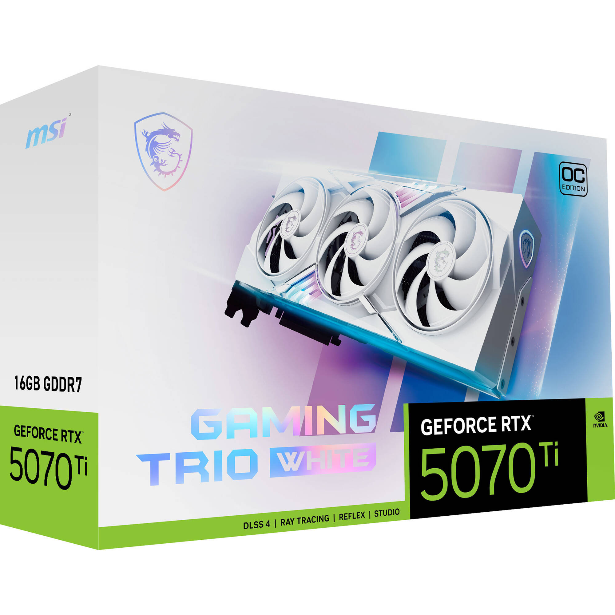 MSI GeForce RTX 5070 Ti 16G GAMING TRIO OC W white triple-fan graphics card — view 10