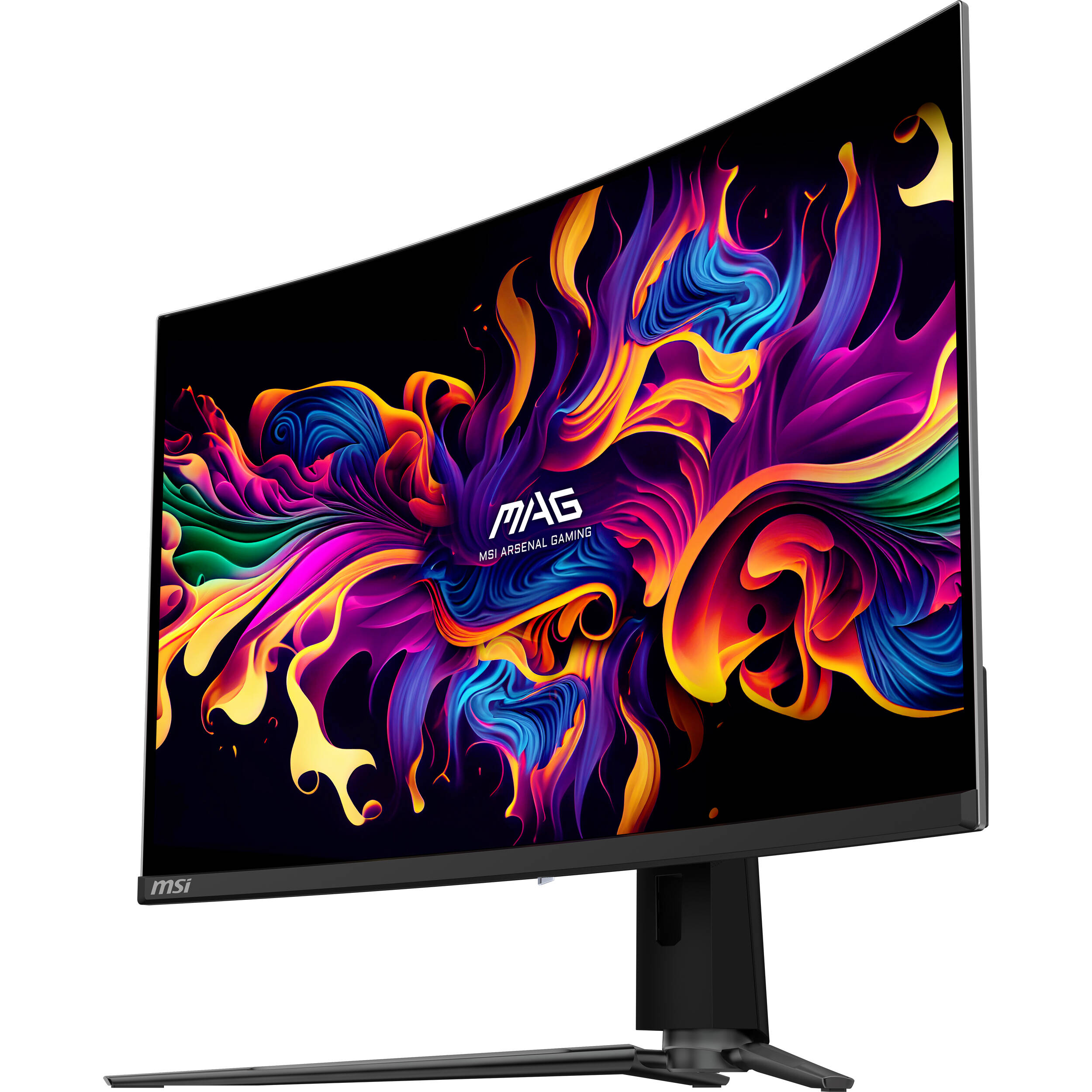 MSI MAG 321CUP QD-OLED curved 32-inch 4K gaming monitor in metallic black — view 3