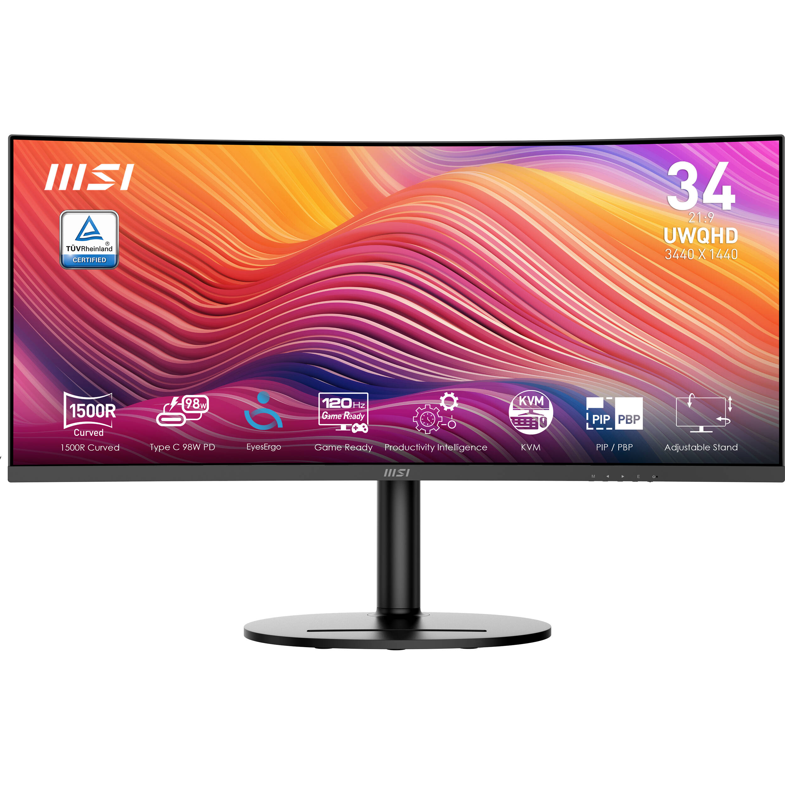 MSI Modern MD342CQP 34-inch curved ultrawide monitor with narrow bezel — view 2