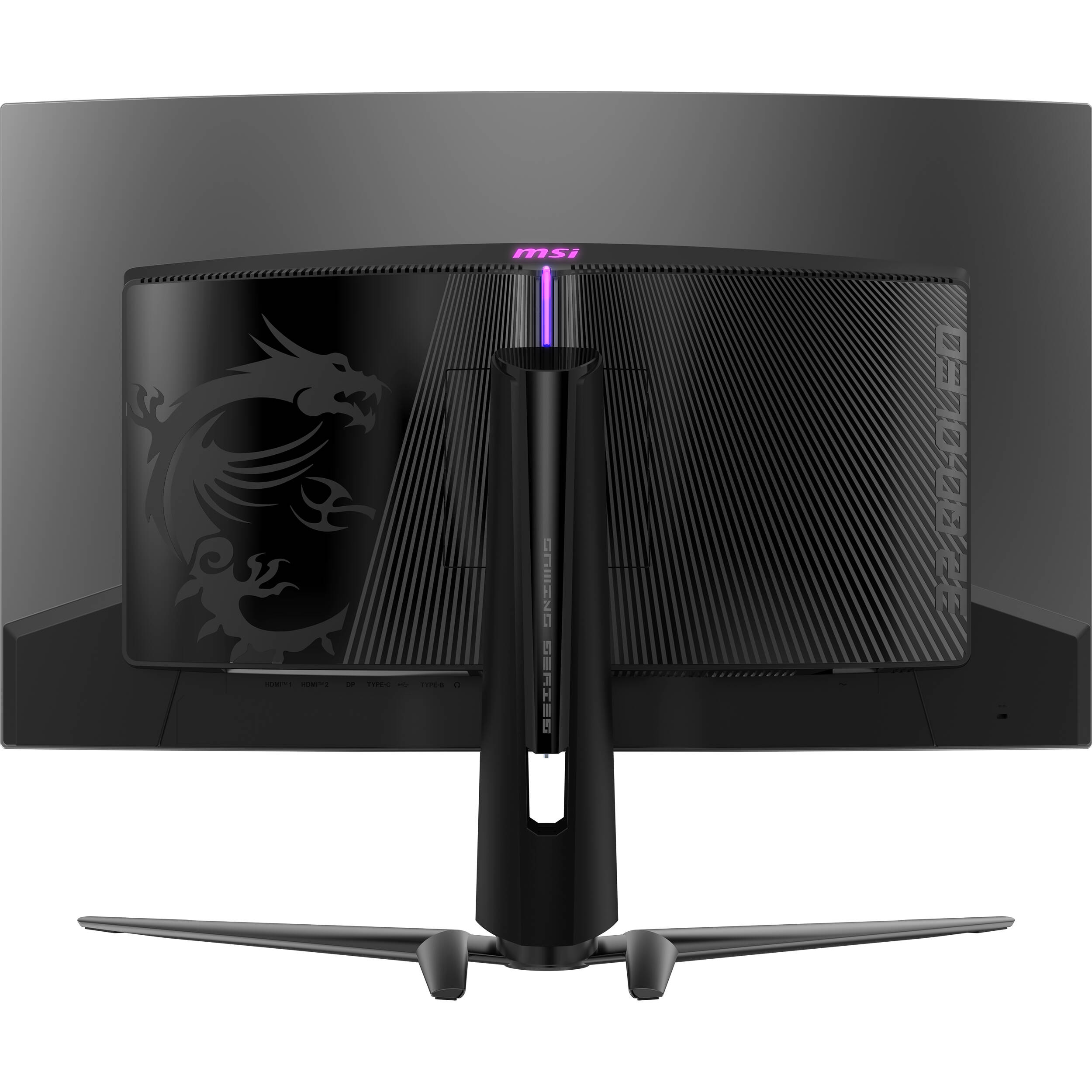 MSI MPG 321CURX QD-OLED curved 32-inch 4K gaming monitor with metallic black finish — view 4