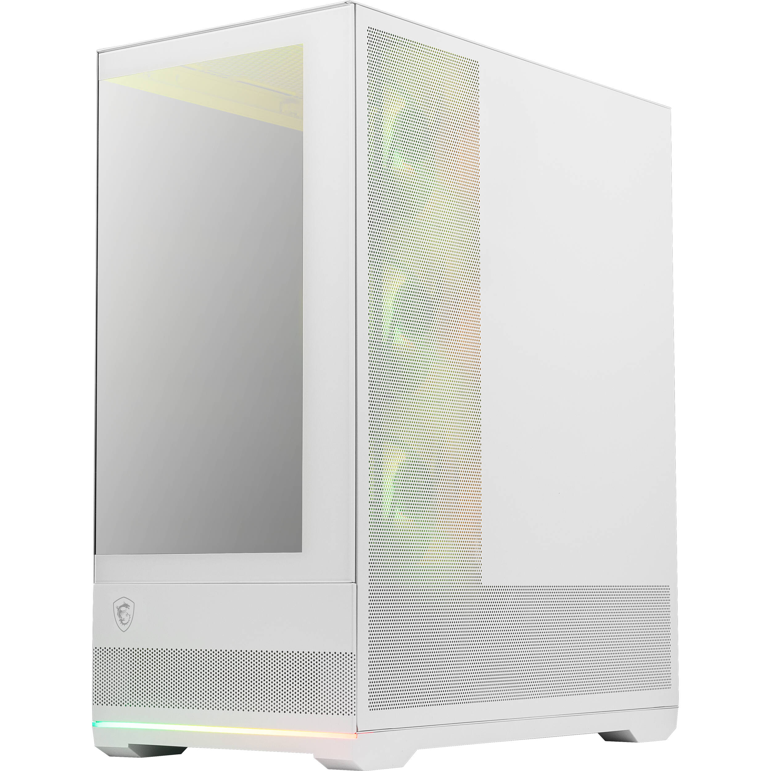 MSI MAG PANO 110R PZ WHITE PC case with tempered glass side panel and ARGB fans — view 10