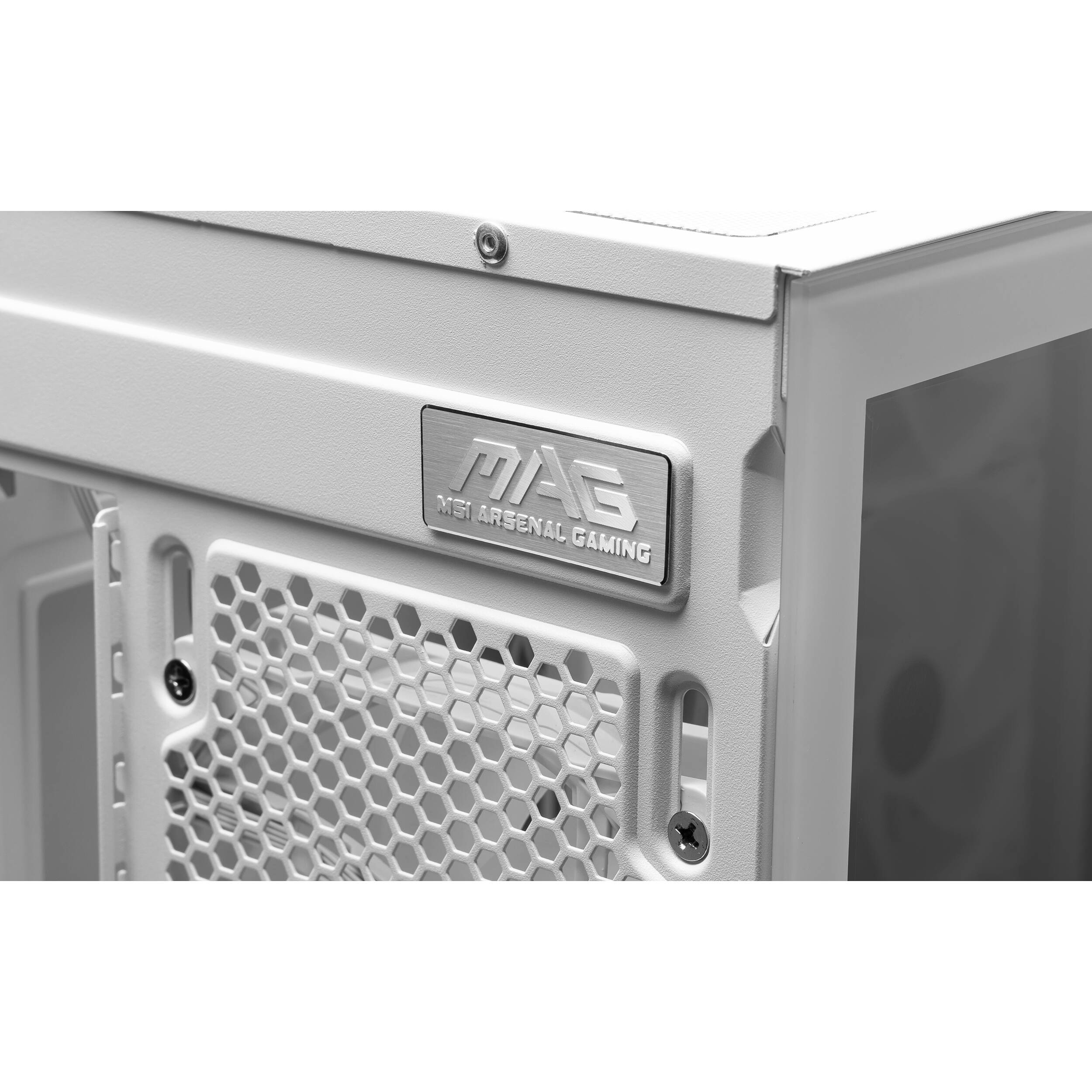 MSI MAG PANO 110R PZ WHITE PC case with tempered glass side panel and ARGB fans — view 15