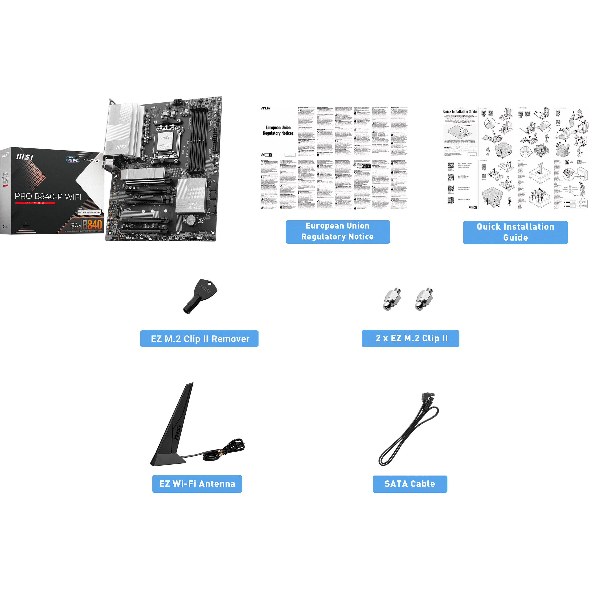 MSI PRO B840 P WIFI ATX motherboard for AMD AM5 systems with integrated Wi‑Fi — view 6