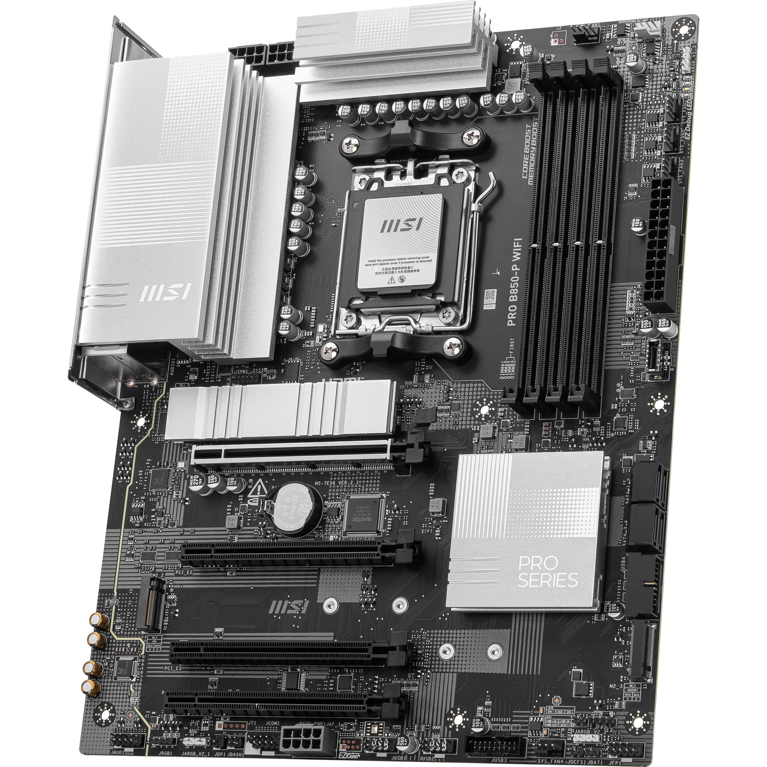 MSI PRO B850-P WIFI ATX motherboard for AMD builds with integrated Wi‑Fi — view 3