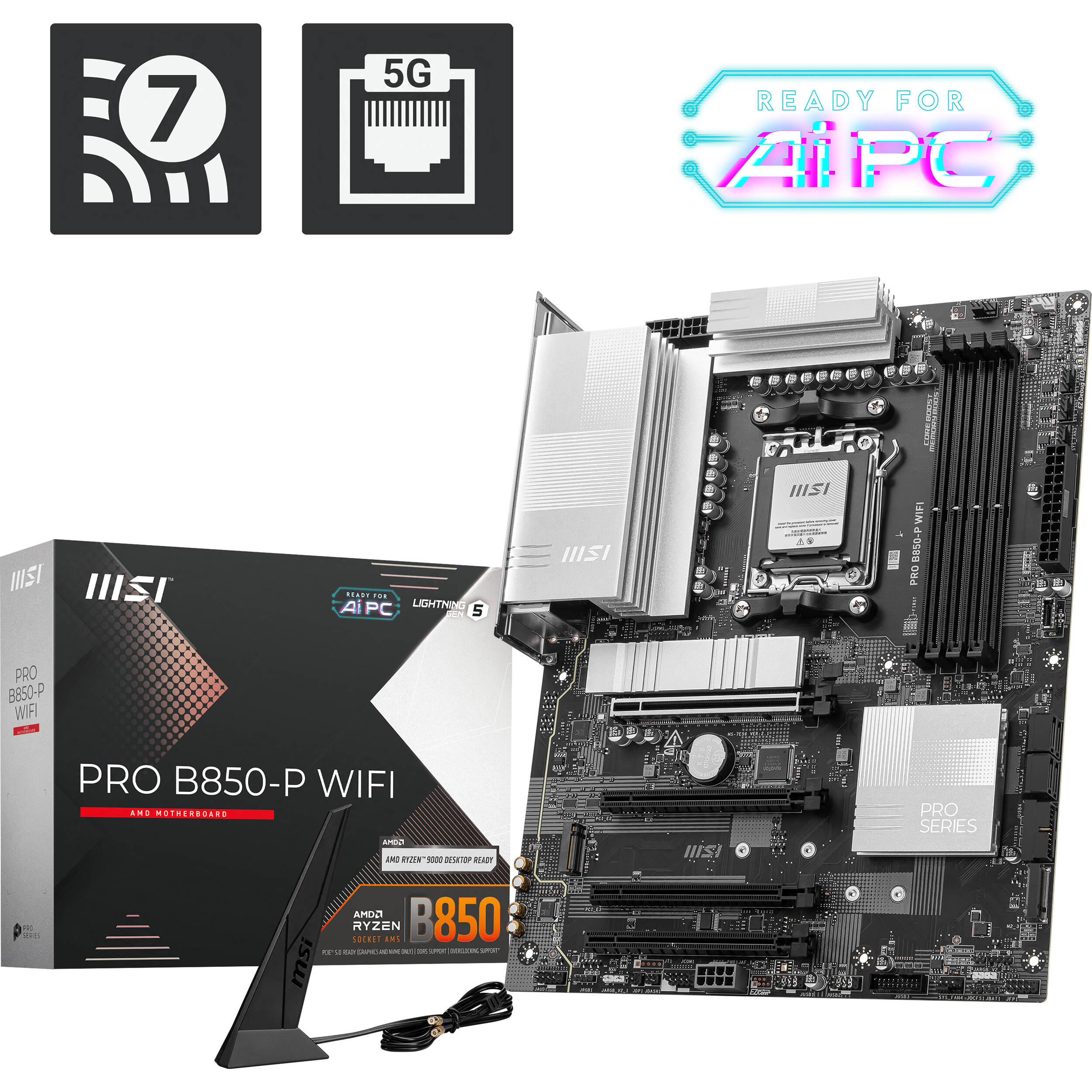 MSI PRO B850-P WIFI ATX motherboard for AMD builds with integrated Wi‑Fi — view 7