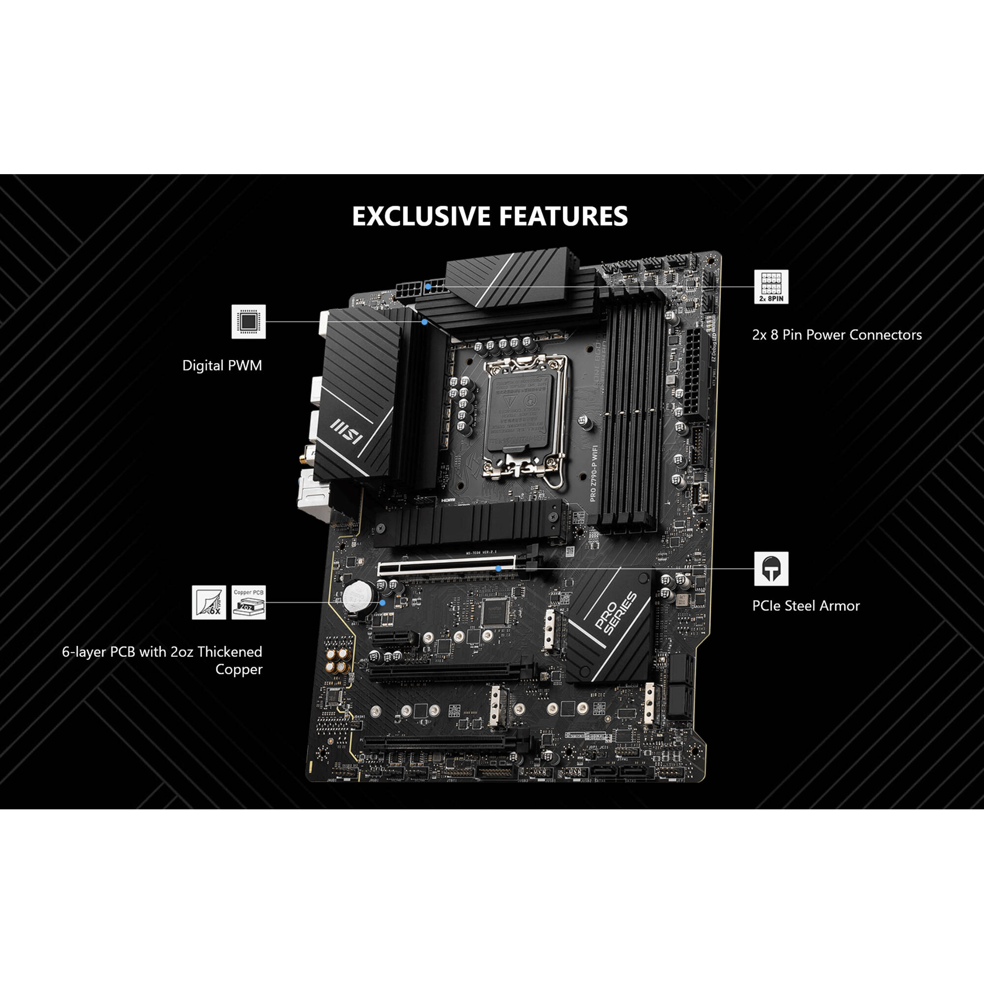 MSI PRO Z790-P WIFI ATX motherboard for Intel 12th and 13th Gen processors with DDR5 and Wi-Fi 6E — view 8