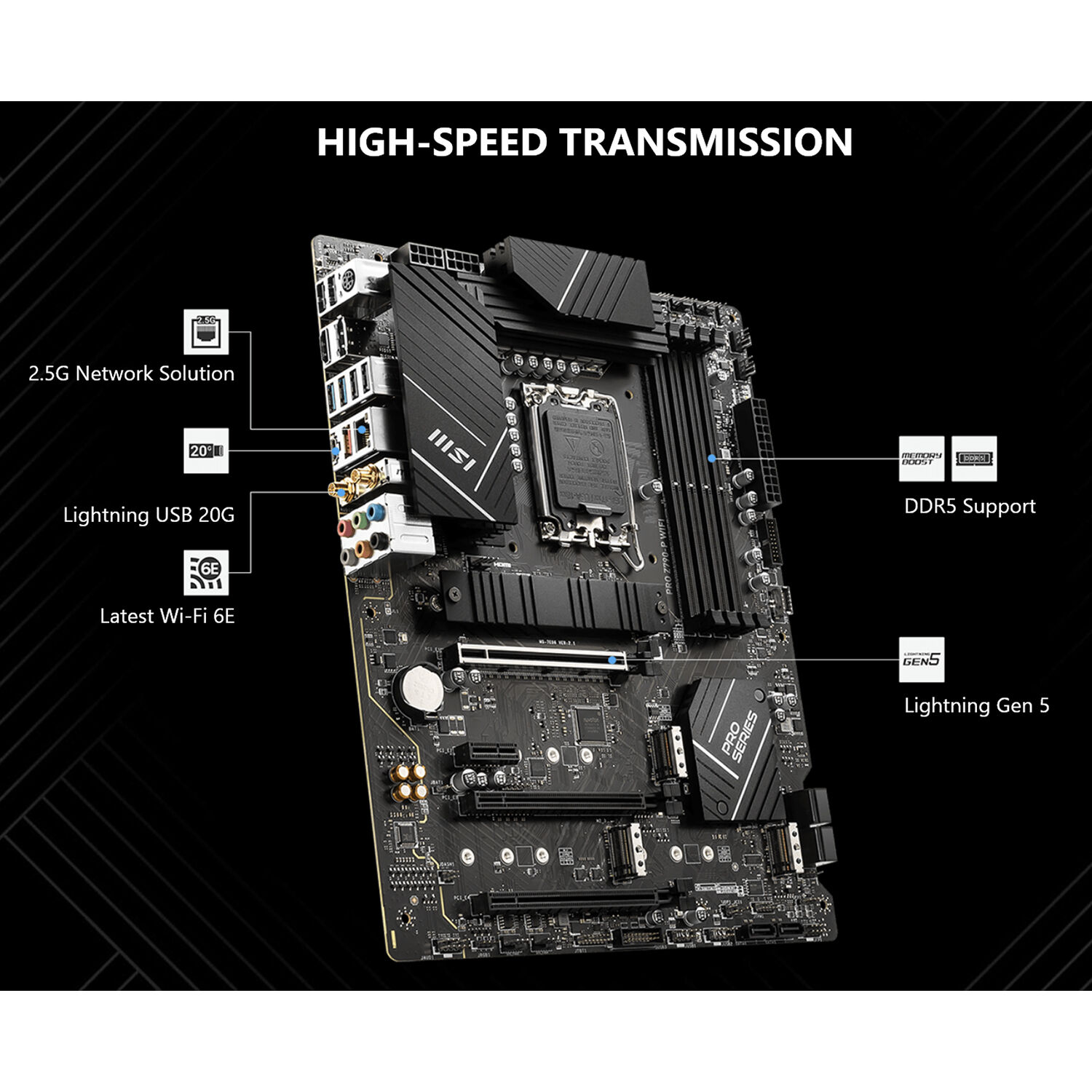 MSI PRO Z790-P WIFI ATX motherboard for Intel 12th and 13th Gen processors with DDR5 and Wi-Fi 6E — view 9