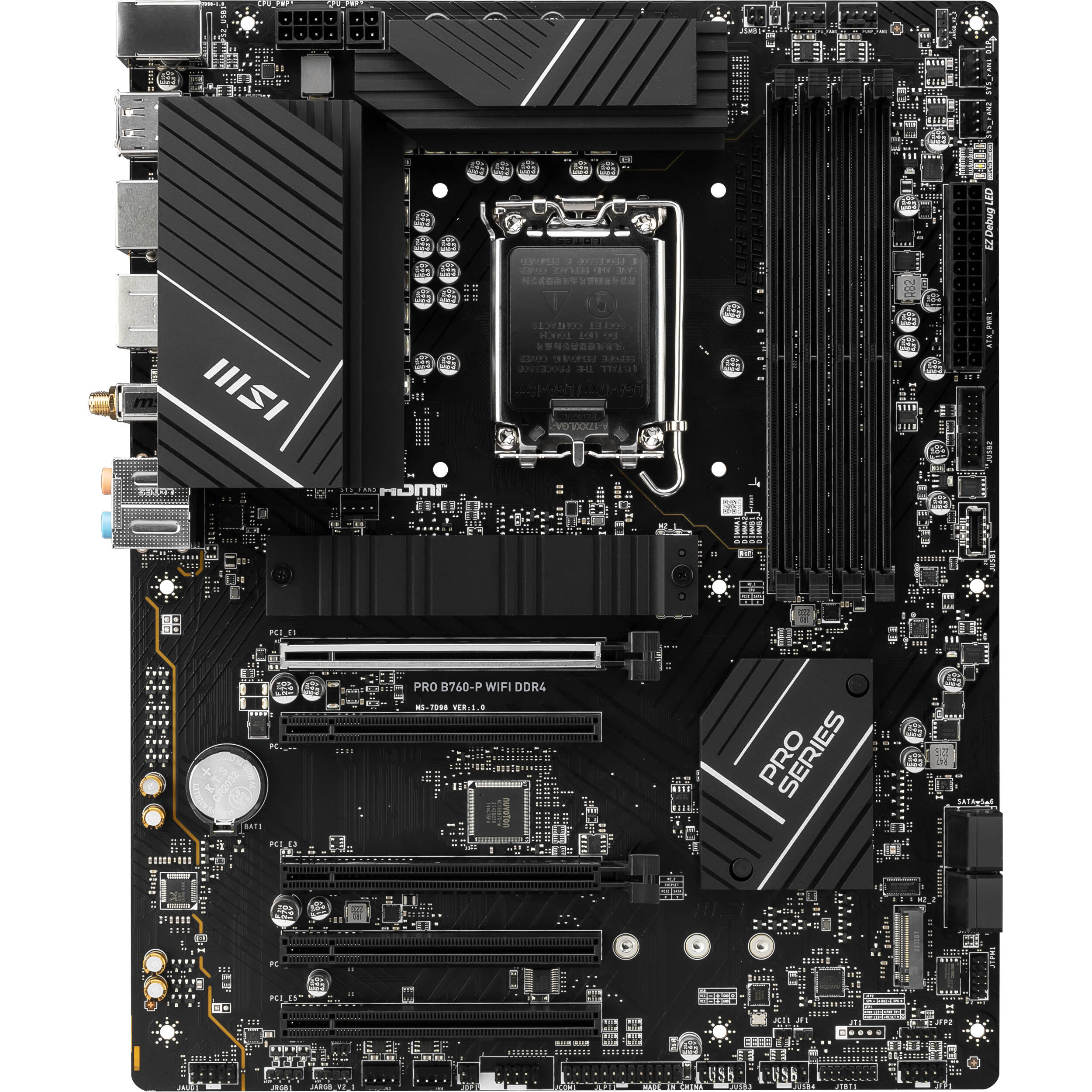MSI PRO B760-P WIFI DDR4 ATX motherboard with Intel B760 chipset and Wi-Fi 6 — view 2