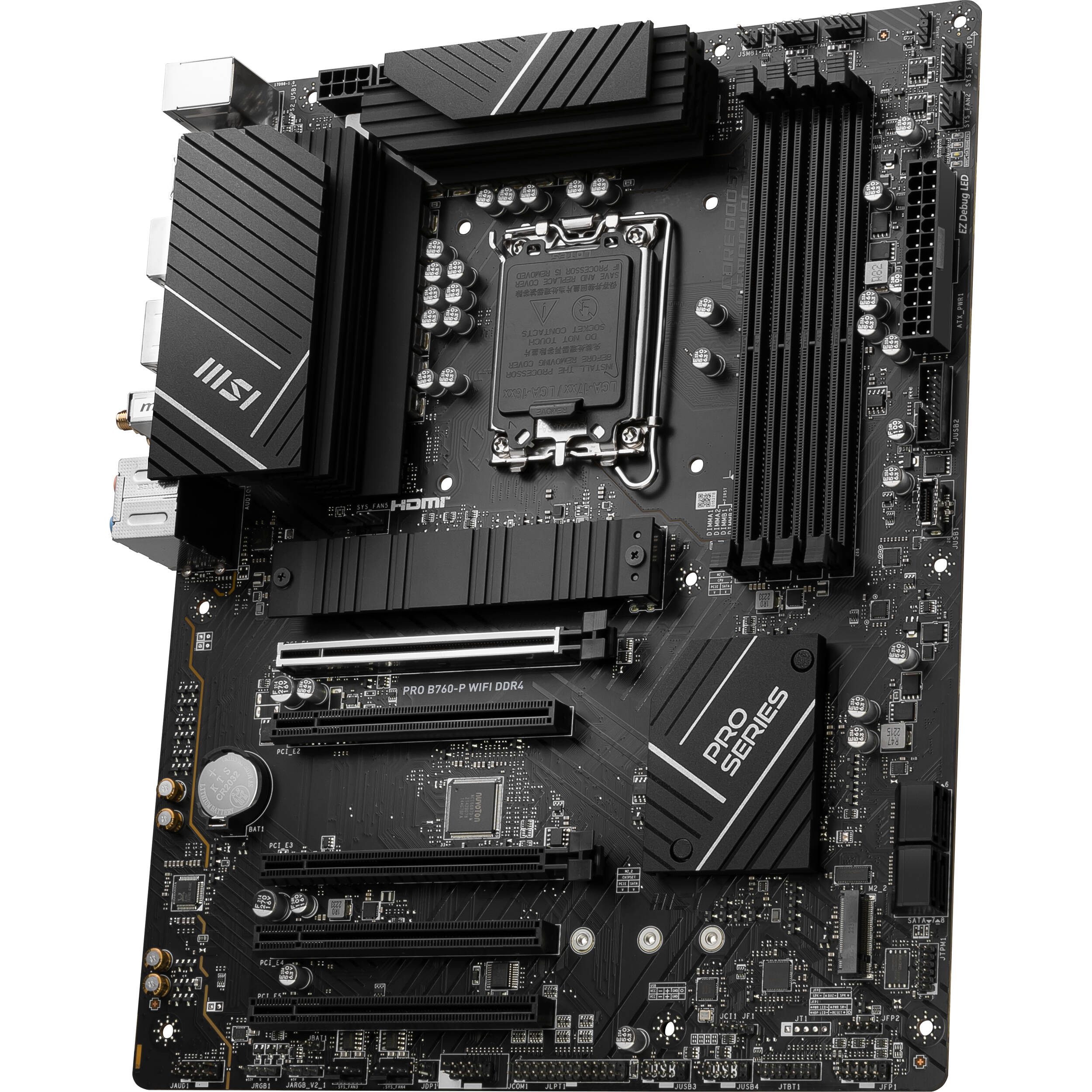 MSI PRO B760-P WIFI DDR4 ATX motherboard with Intel B760 chipset and Wi-Fi 6 — view 3