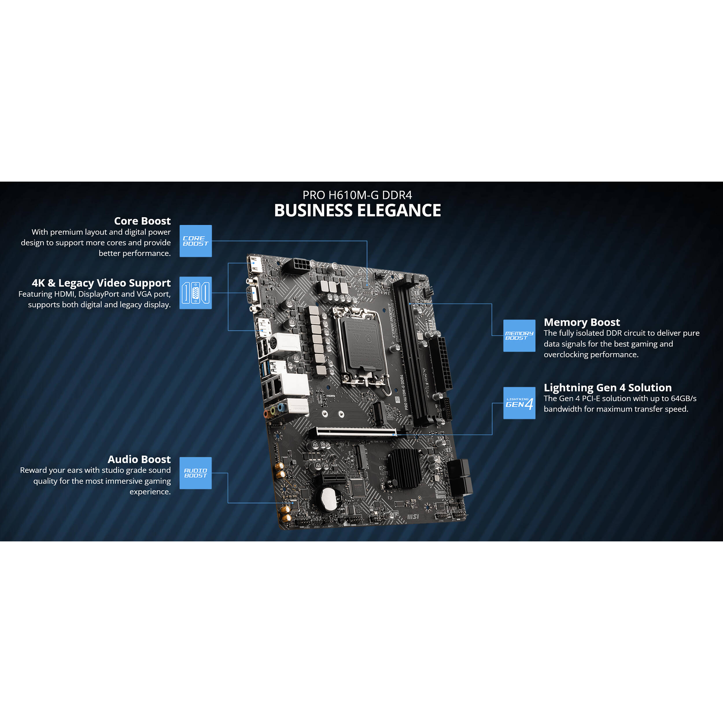 MSI PRO H610M-G DDR4 Micro-ATX motherboard for Intel LGA 1700 systems — view 8