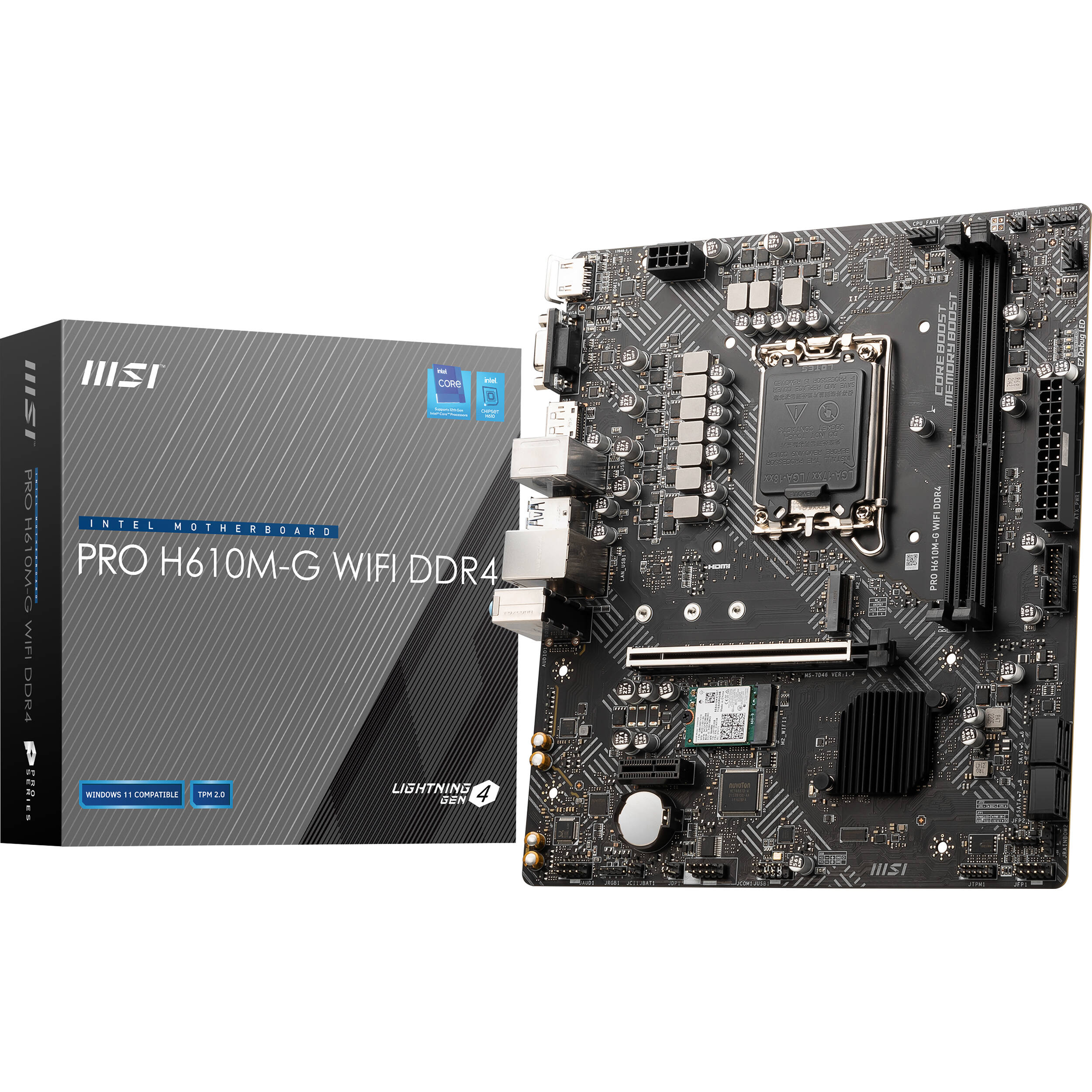 MSI PRO H610M-G WIFI DDR4 micro-ATX motherboard for Intel LGA 1700 systems with onboard Wi‑Fi — view 7