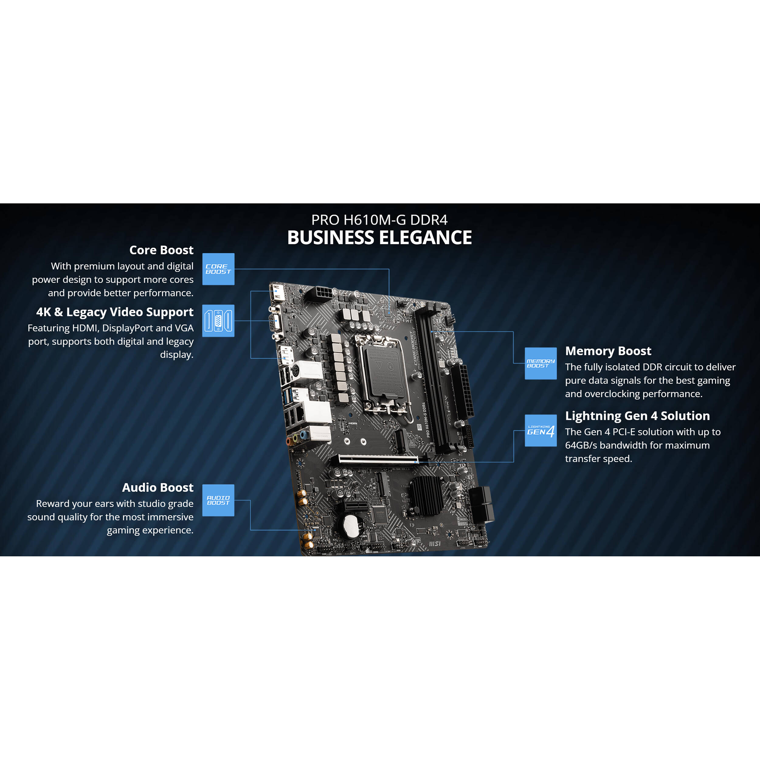 MSI PRO H610M-G WIFI DDR4 micro-ATX motherboard for Intel LGA 1700 systems with onboard Wi‑Fi — view 8
