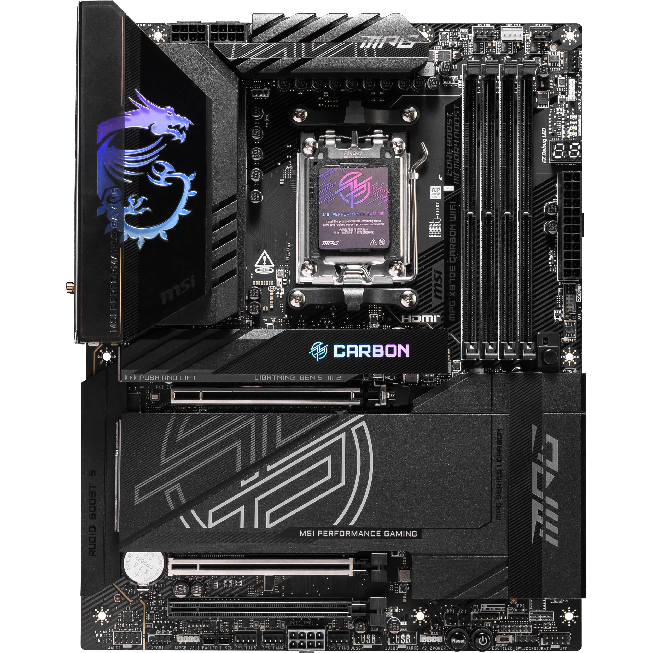 MSI MPG X870E CARBON WIFI ATX motherboard for AM5 Ryzen systems — view 2