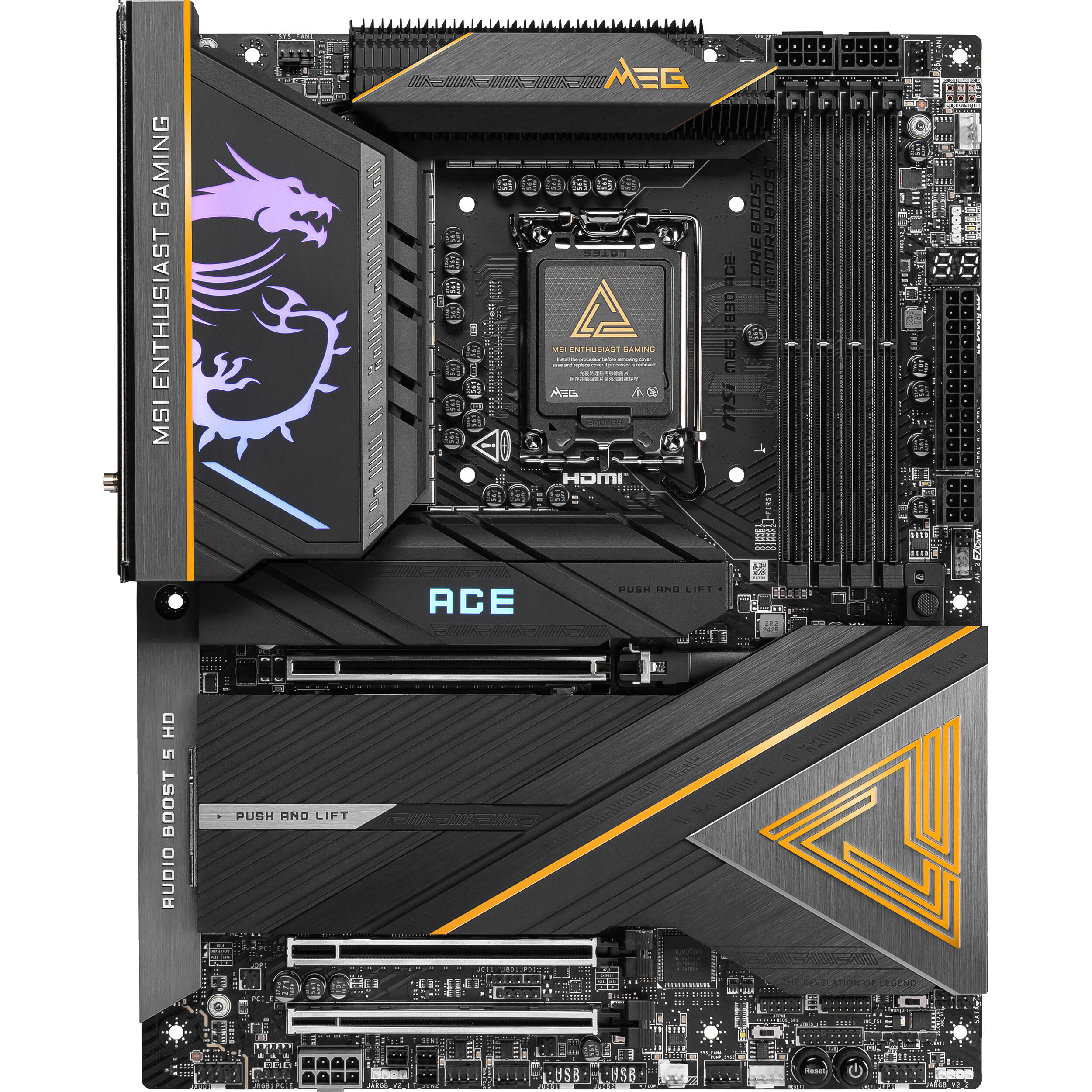 MSI MEG Z890 ACE ATX motherboard with LGA 1851 socket for Intel Core Ultra processors — view 2