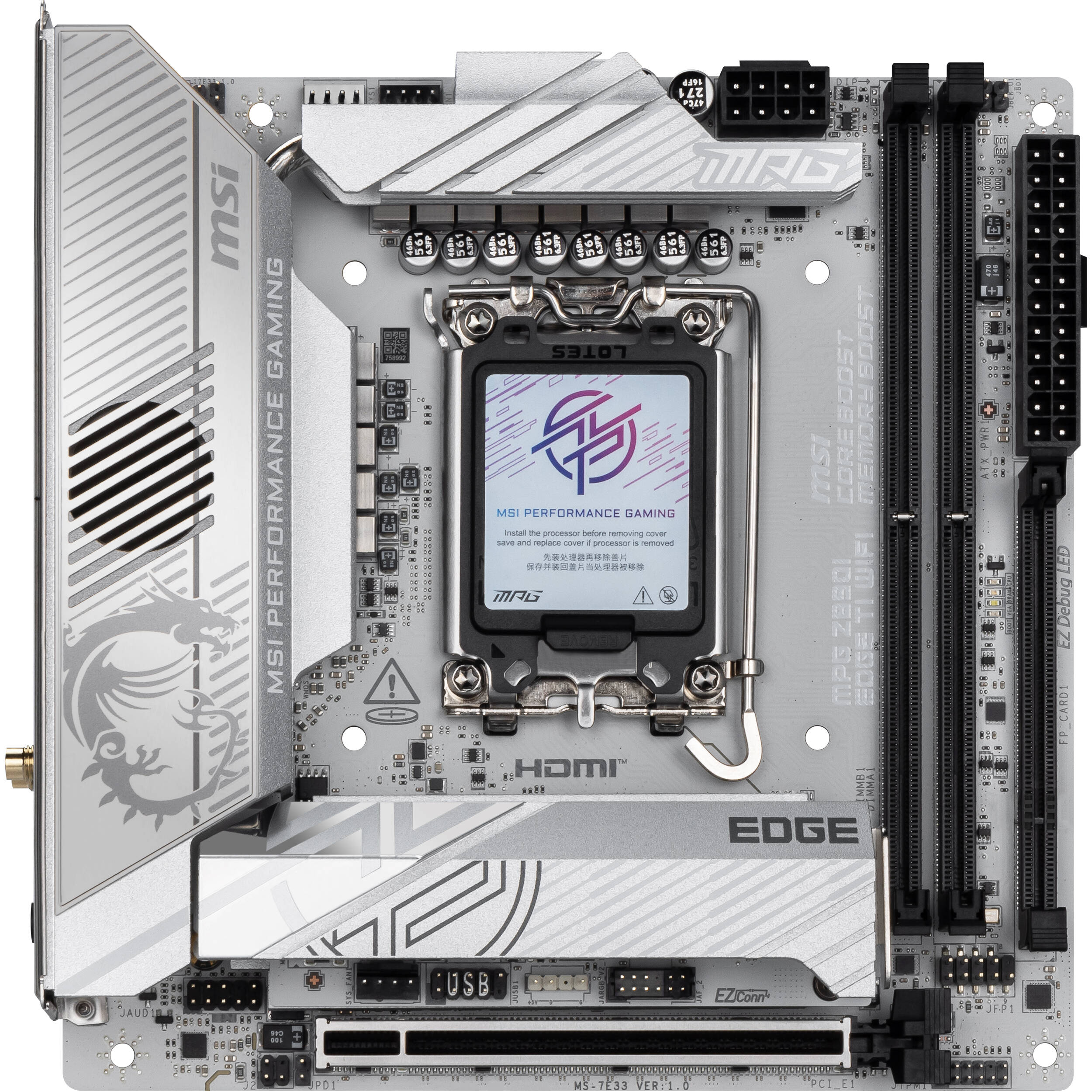 MSI MPG Z890I EDGE TI WIFI Mini-ITX motherboard for compact Intel DDR5 builds — view 2