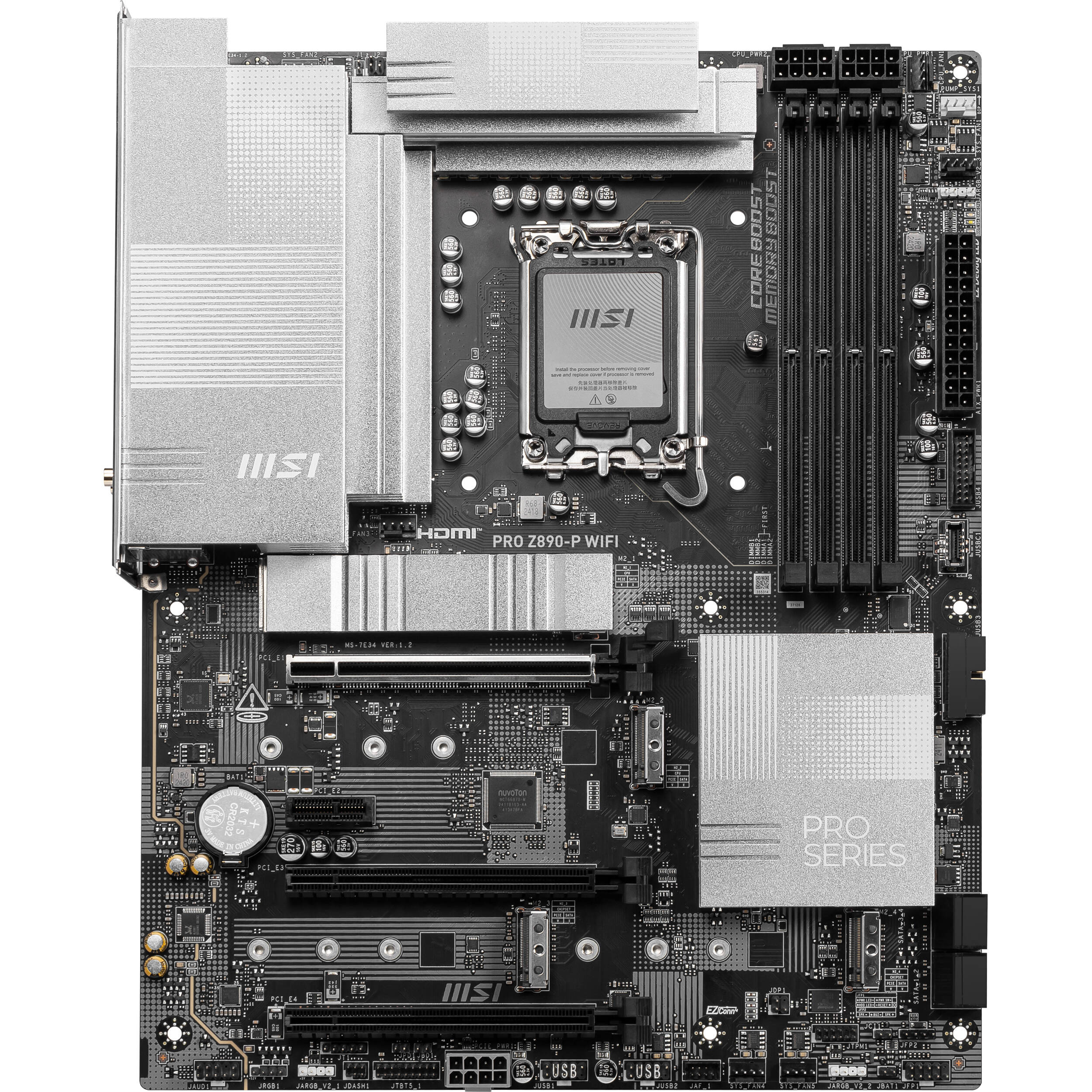 MSI PRO Z890-P WIFI ATX motherboard with LGA 1851 socket and integrated Wi‑Fi — view 2
