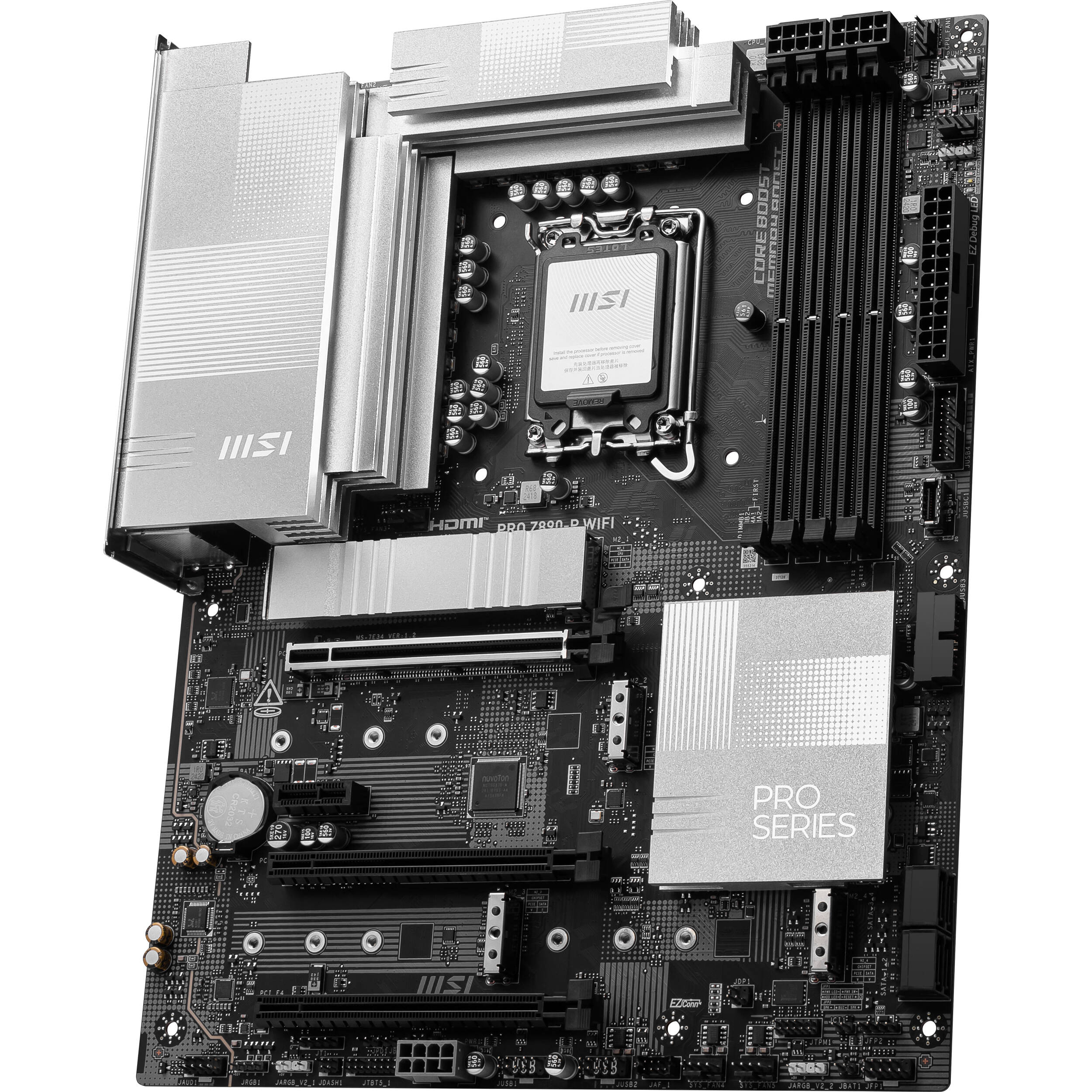 MSI PRO Z890-P WIFI ATX motherboard with LGA 1851 socket and integrated Wi‑Fi — view 3