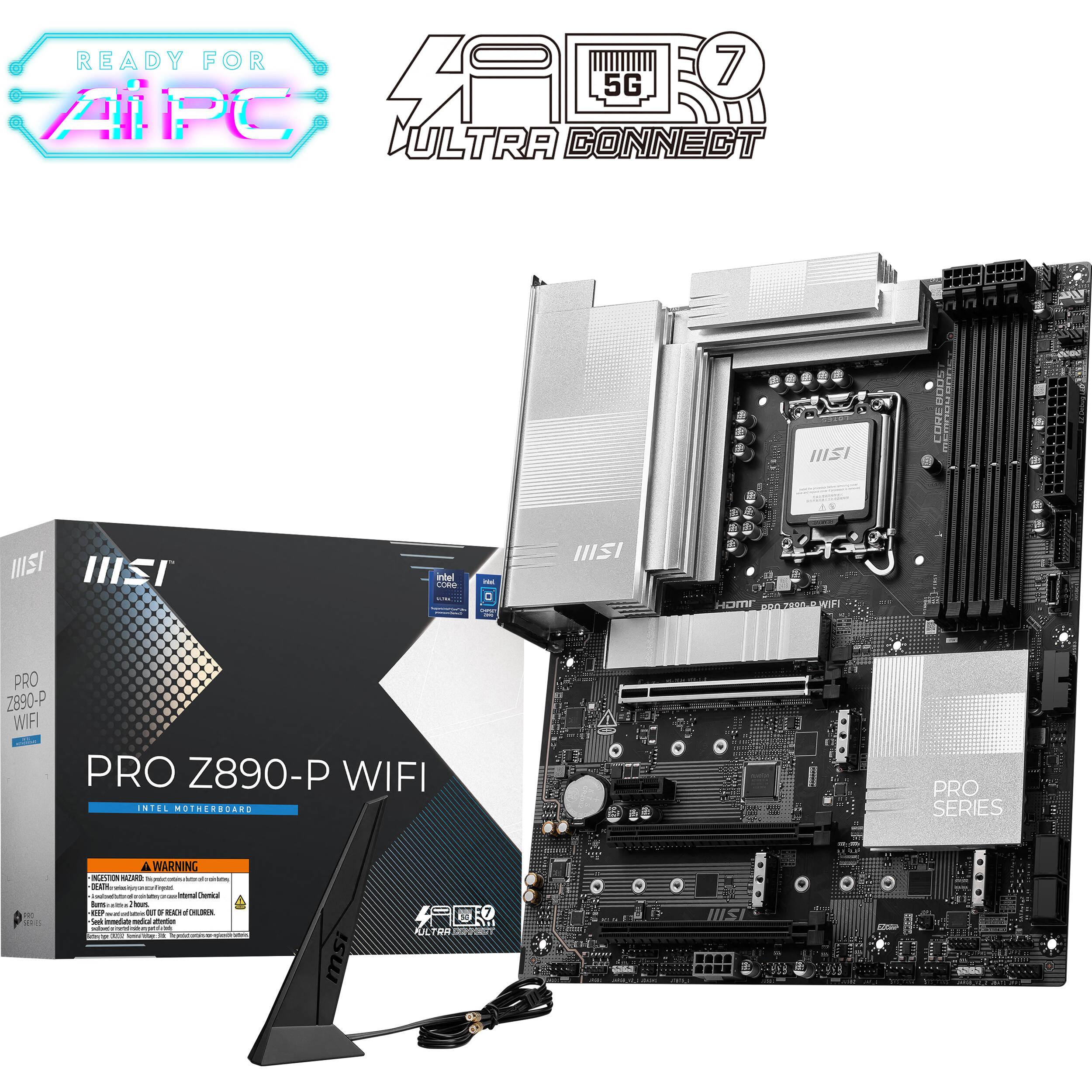 MSI PRO Z890-P WIFI ATX motherboard with LGA 1851 socket and integrated Wi‑Fi — view 7