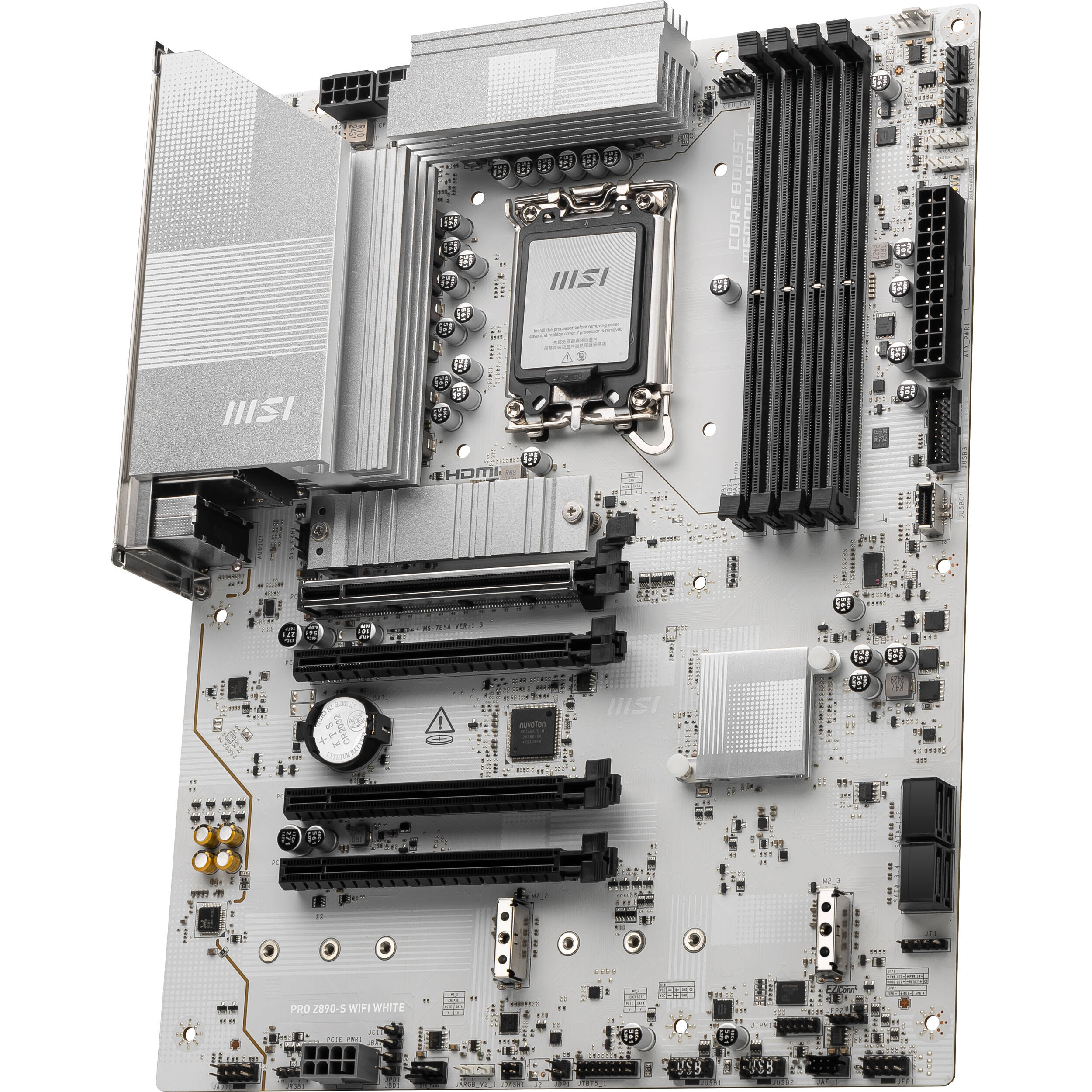 MSI PRO Z890-S WIFI WHITE ATX motherboard for Intel LGA 1851 systems with DDR5 and Wi-Fi — view 3