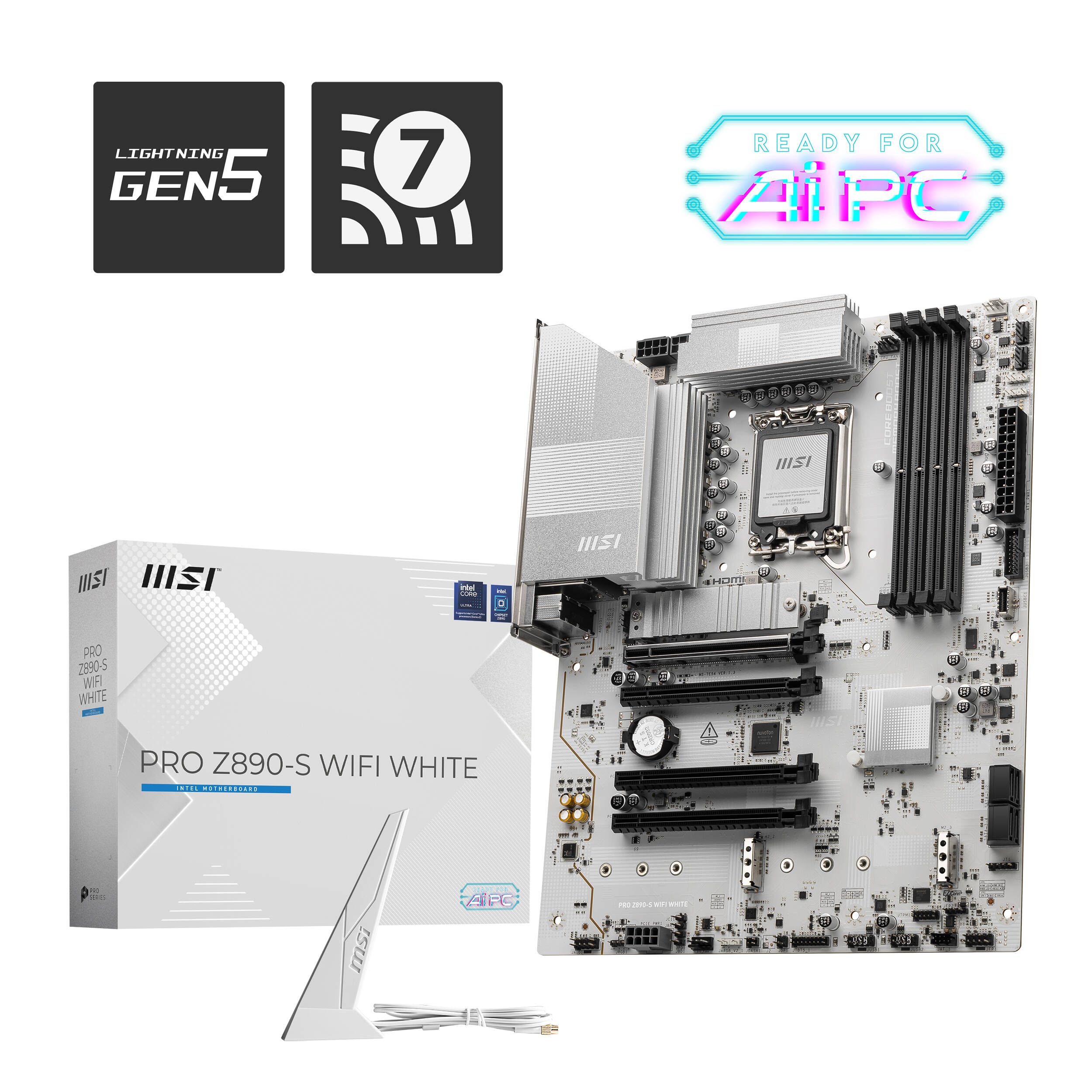 MSI PRO Z890-S WIFI WHITE ATX motherboard for Intel LGA 1851 systems with DDR5 and Wi-Fi — view 7