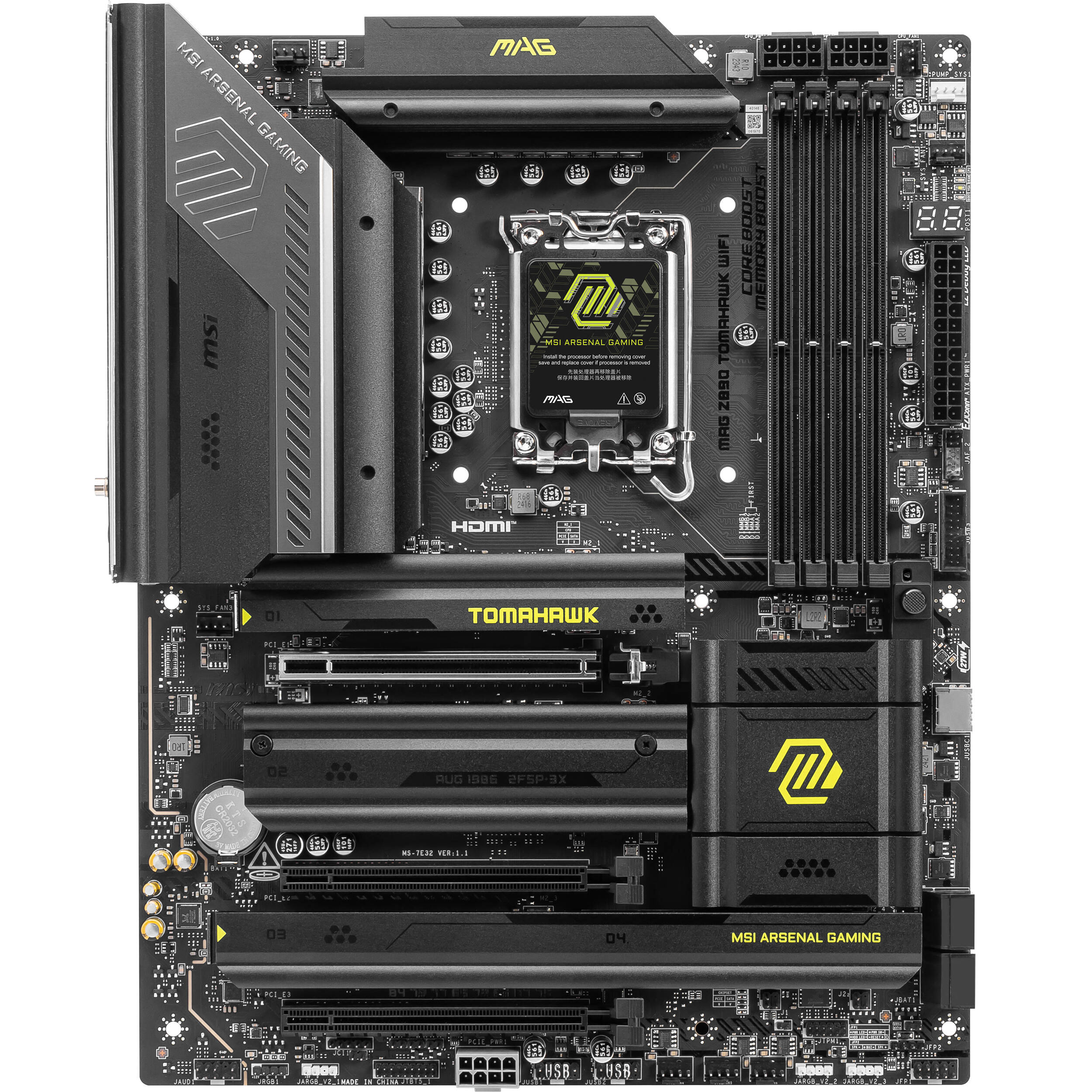 MSI MAG Z890 TOMAHAWK WIFI ATX motherboard with Intel LGA 1851 support and onboard Wi‑Fi — view 2