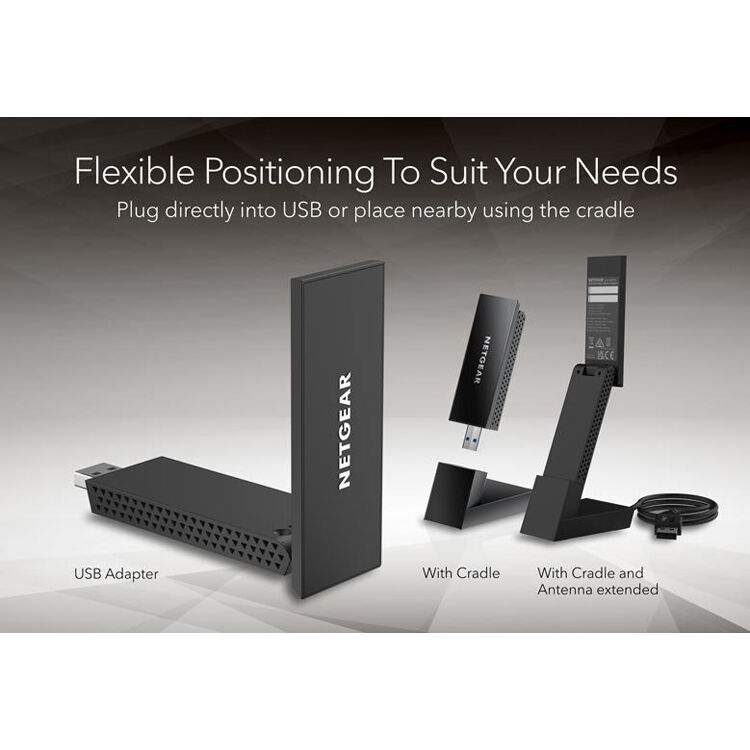 Netgear A8000-100PAS WiFi 6E USB 3.0 adapter for tri-band wireless connectivity — view 7
