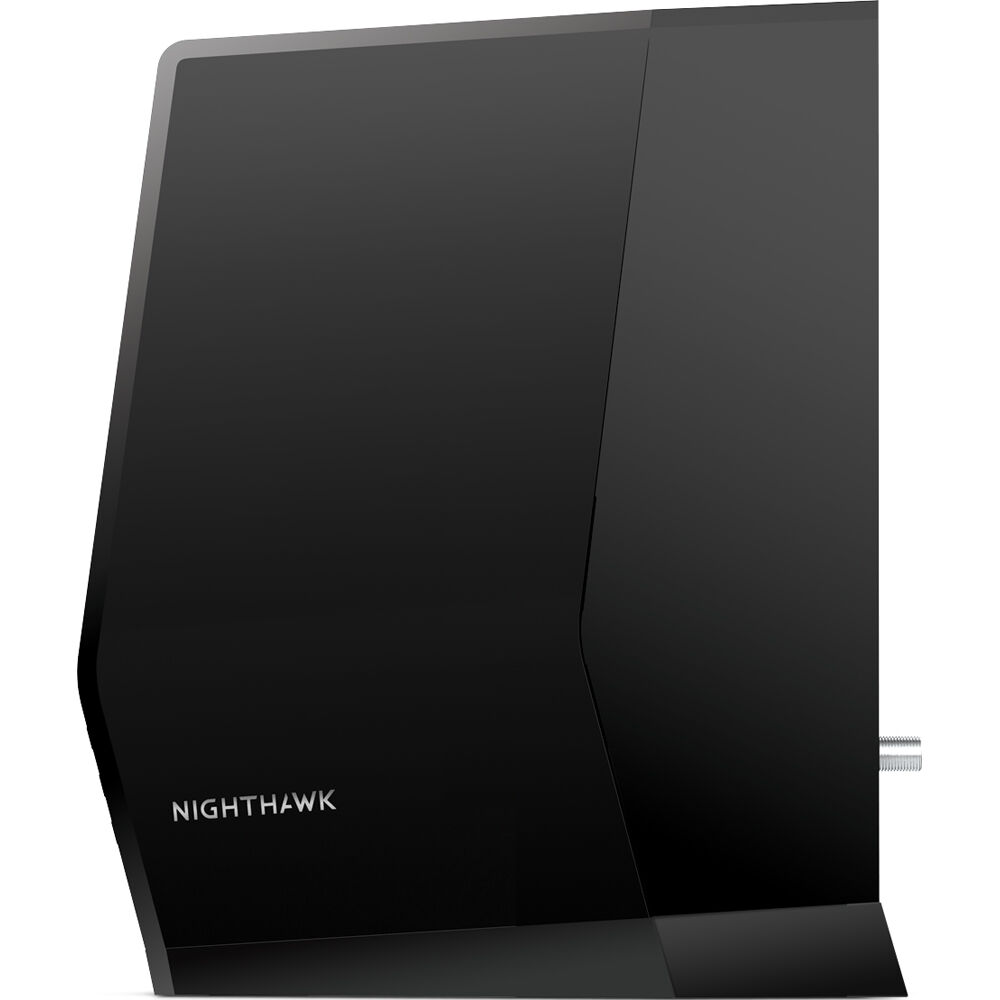 Netgear Nighthawk AX6 WiFi 6 cable modem router desktop unit with 4 Ethernet ports — view 5