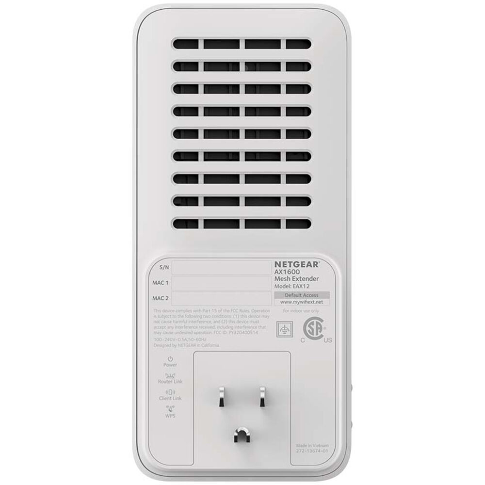 NETGEAR AX1600 WiFi 6 Mesh Extender EAX12-100NAS plug-in mesh extender — view 5
