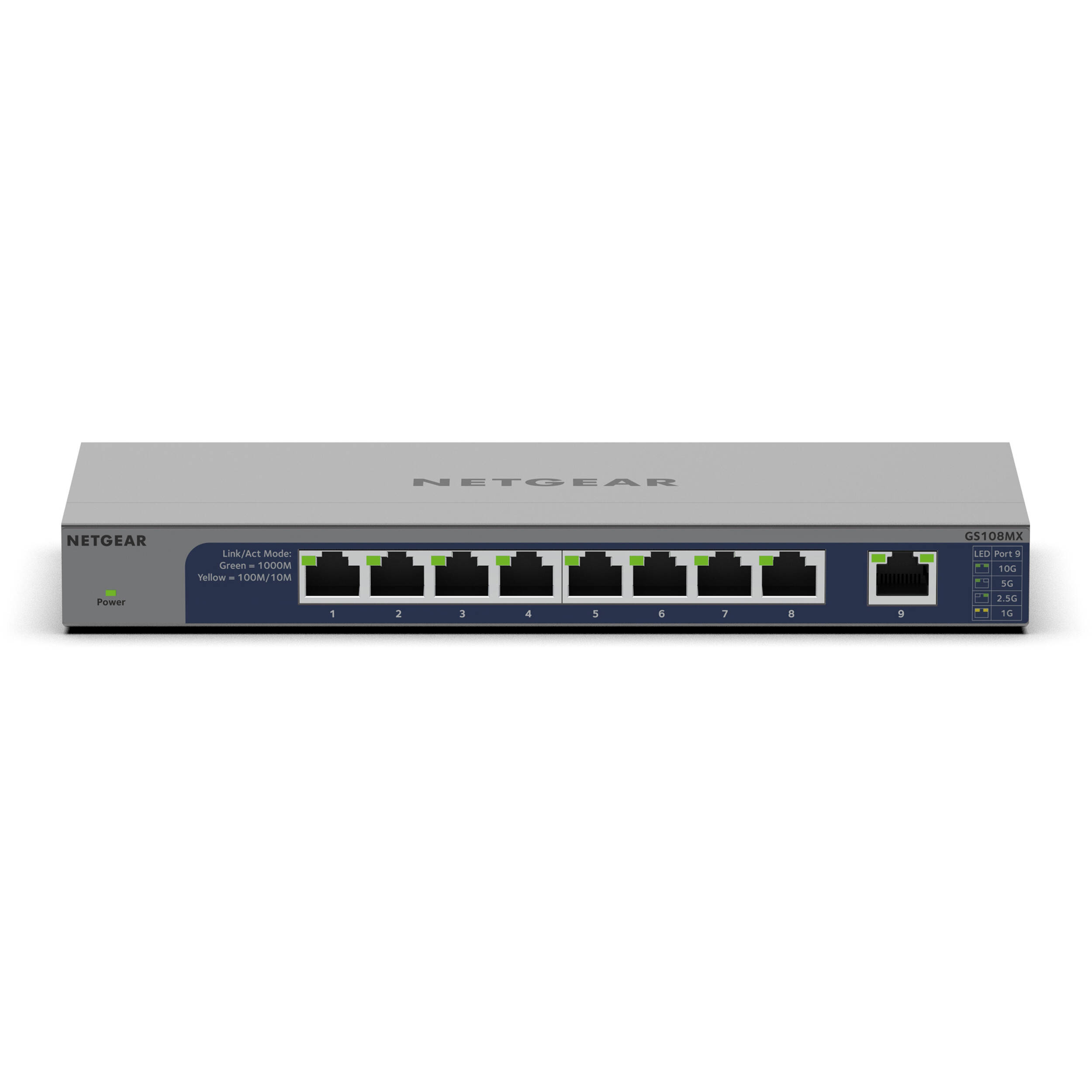 Netgear GS108MX-100NAS unmanaged switch with 8 Gigabit ports and 1 10G multi-gig uplink — view 3