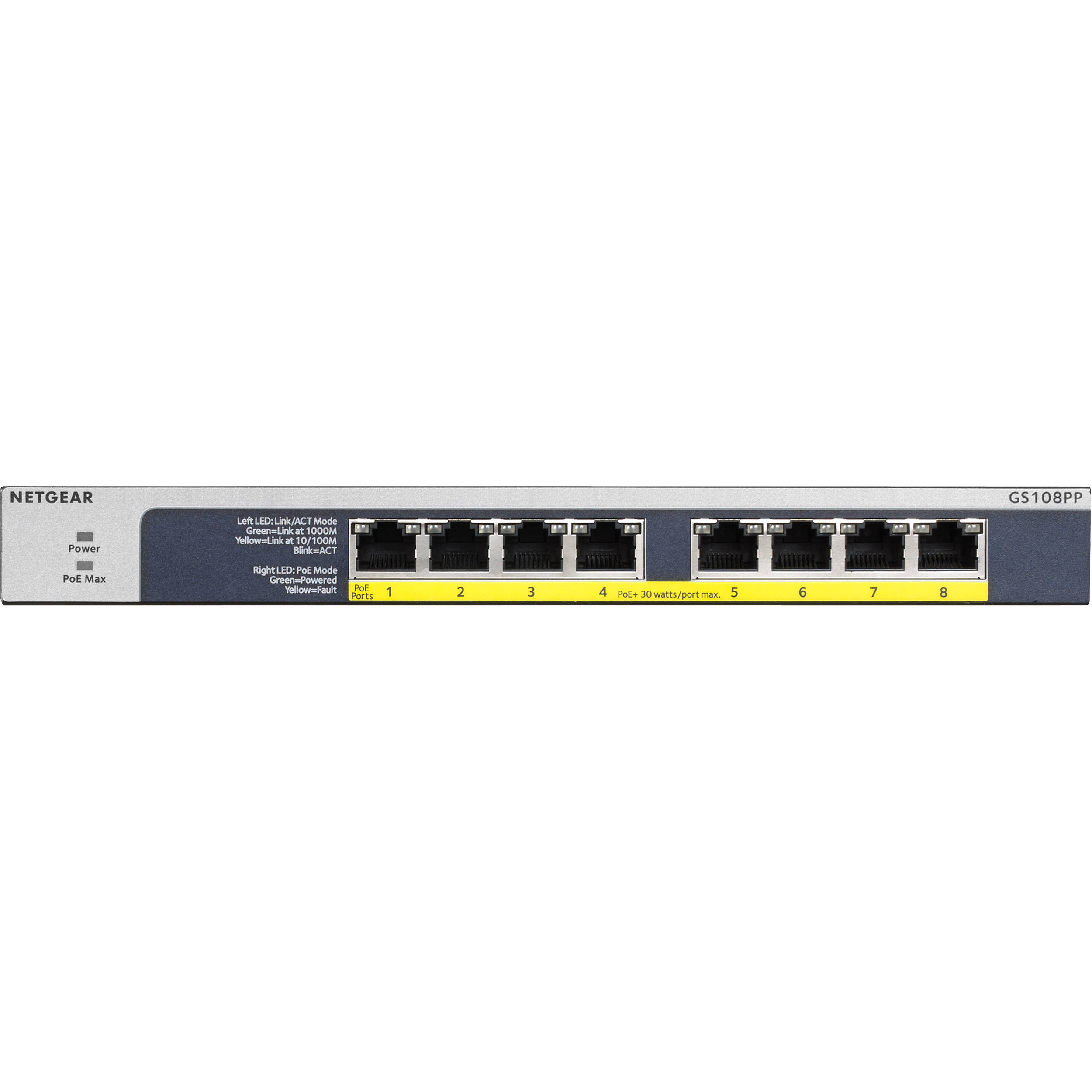 Netgear GS108PP-100NAS 8-port Gigabit PoE+ unmanaged switch — view 2