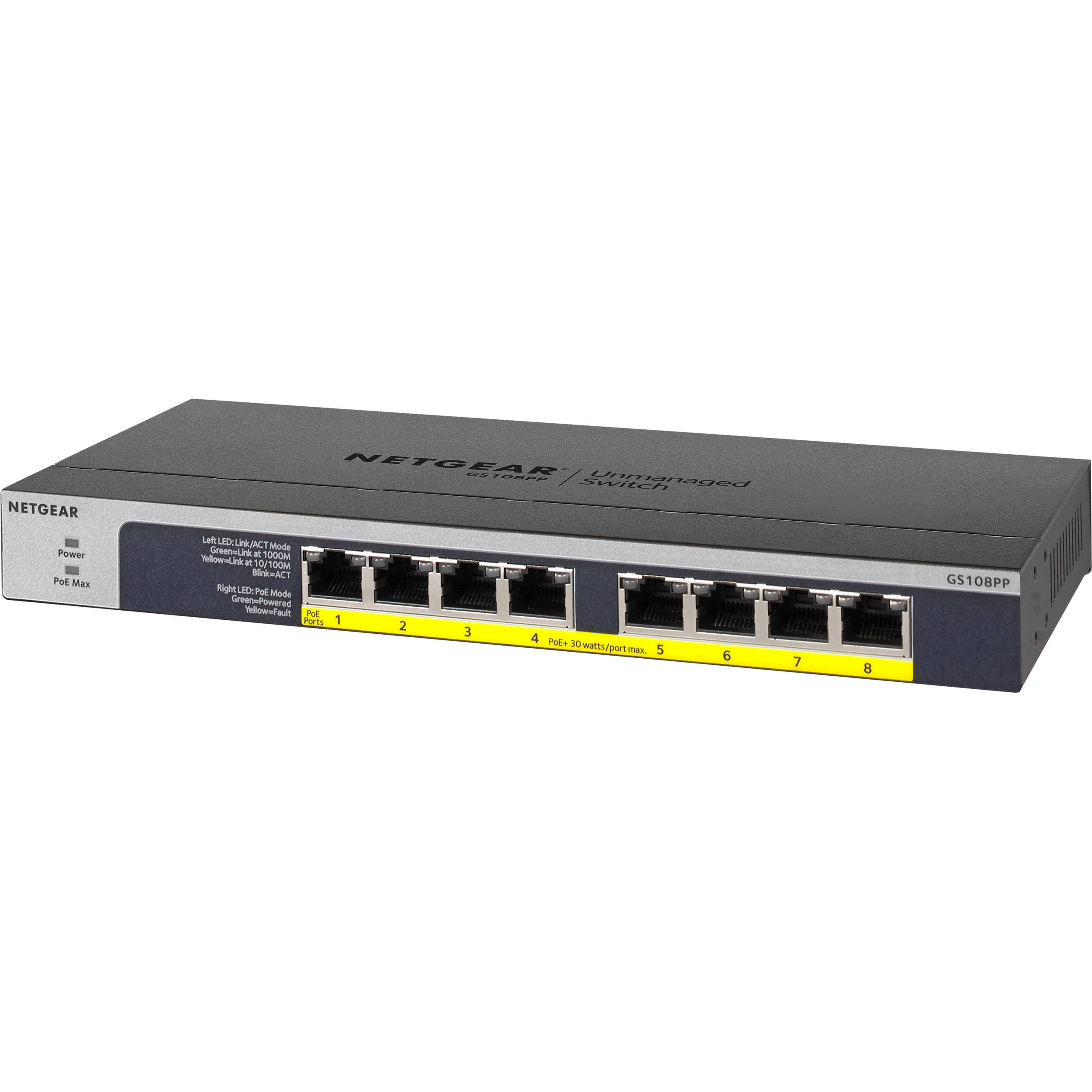 Netgear GS108PP-100NAS 8-port Gigabit PoE+ unmanaged switch — view 3