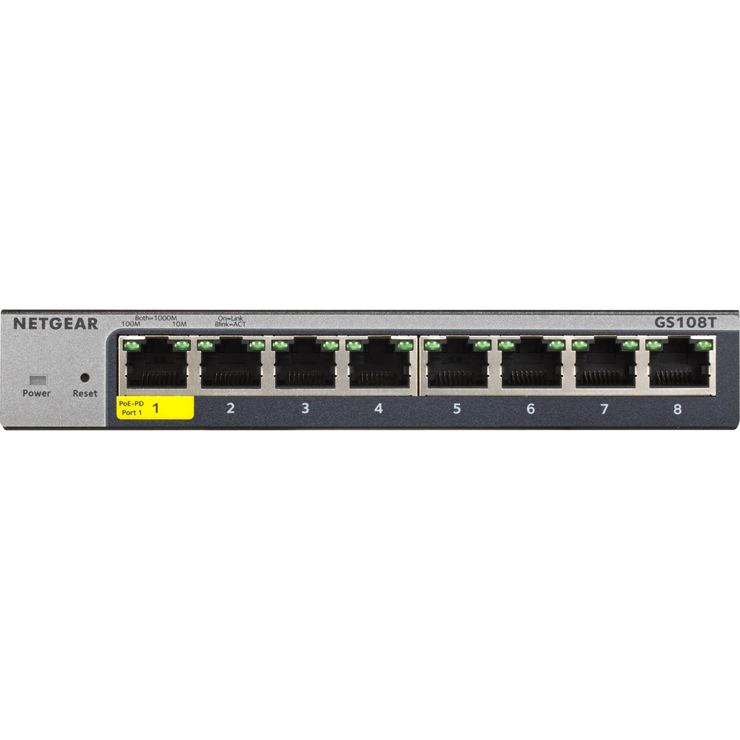 Netgear GS108T-300NAS 8-port Gigabit smart managed desktop switch — view 2
