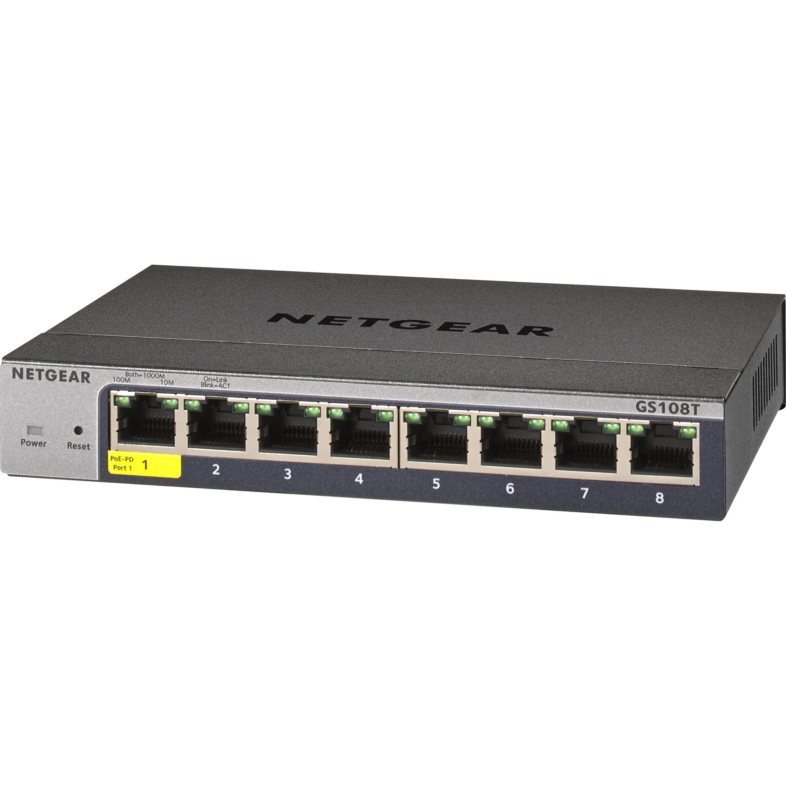 Netgear GS108T-300NAS 8-port Gigabit smart managed desktop switch — view 3
