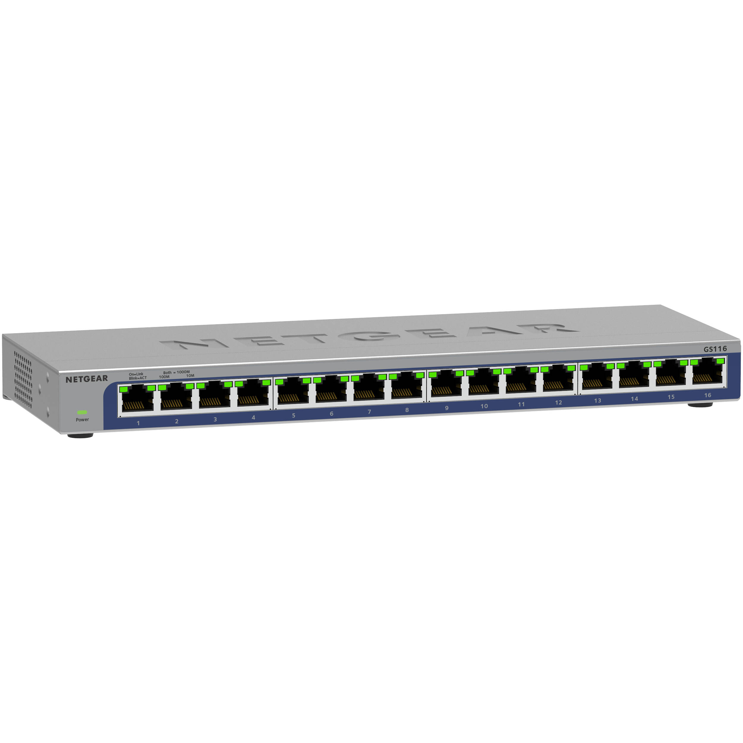 Netgear GS116-300NAS 16-port Gigabit Ethernet unmanaged desktop switch — view 3