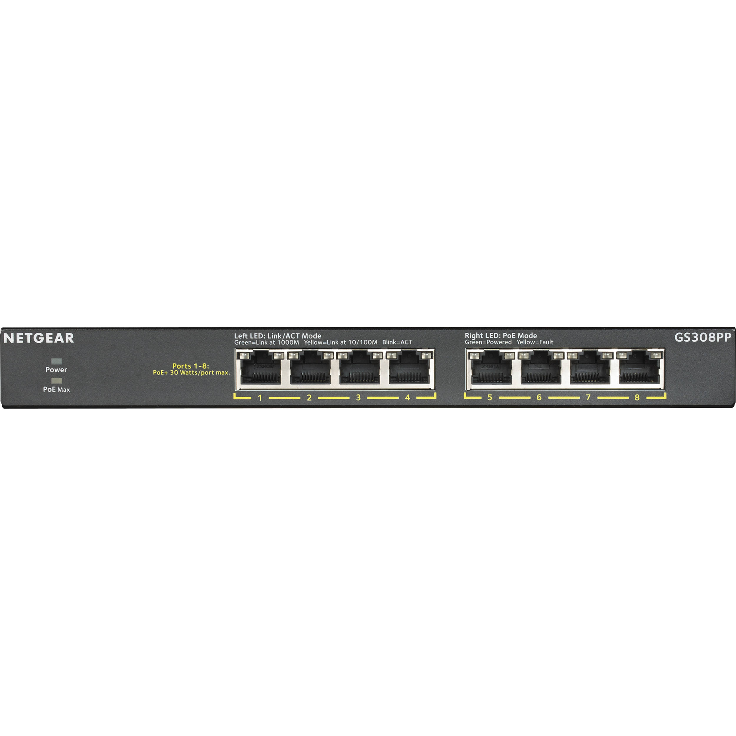 NETGEAR GS308PP-100NAS 8-port Gigabit unmanaged PoE+ switch with FlexPoE — view 2