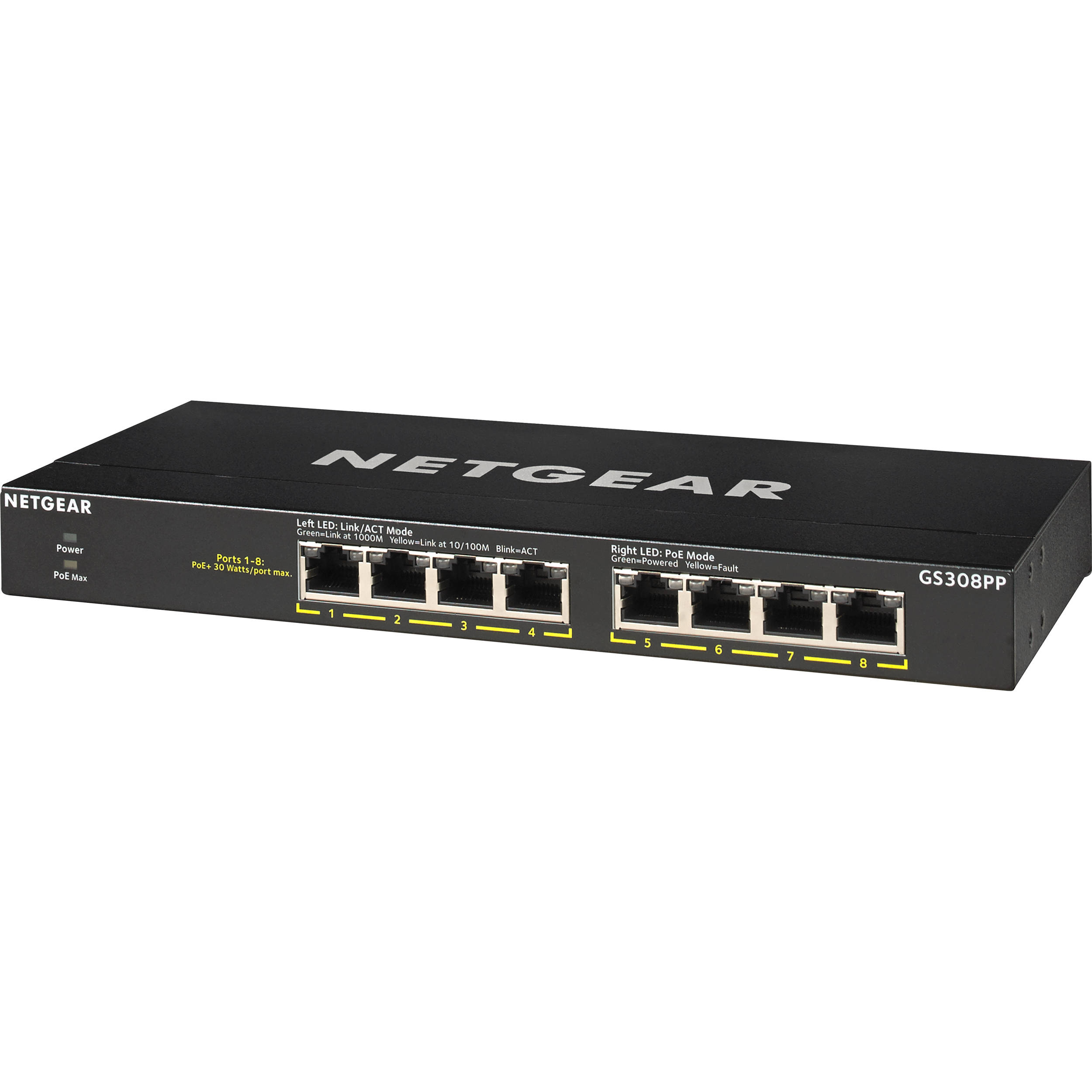NETGEAR GS308PP-100NAS 8-port Gigabit unmanaged PoE+ switch with FlexPoE — view 3