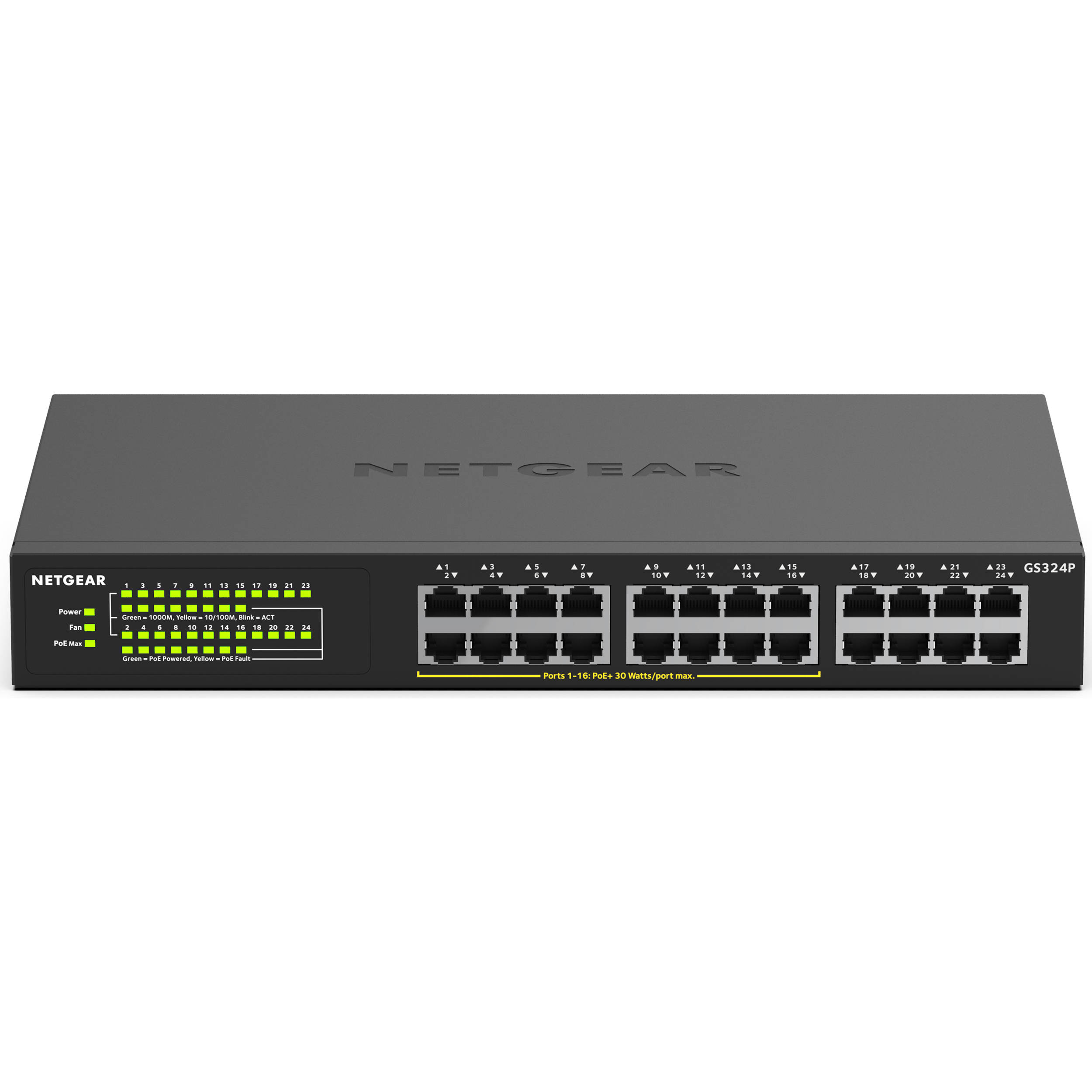 Netgear GS324P-100NAS 24-port Gigabit unmanaged PoE+ switch with 16 PoE+ ports — view 4