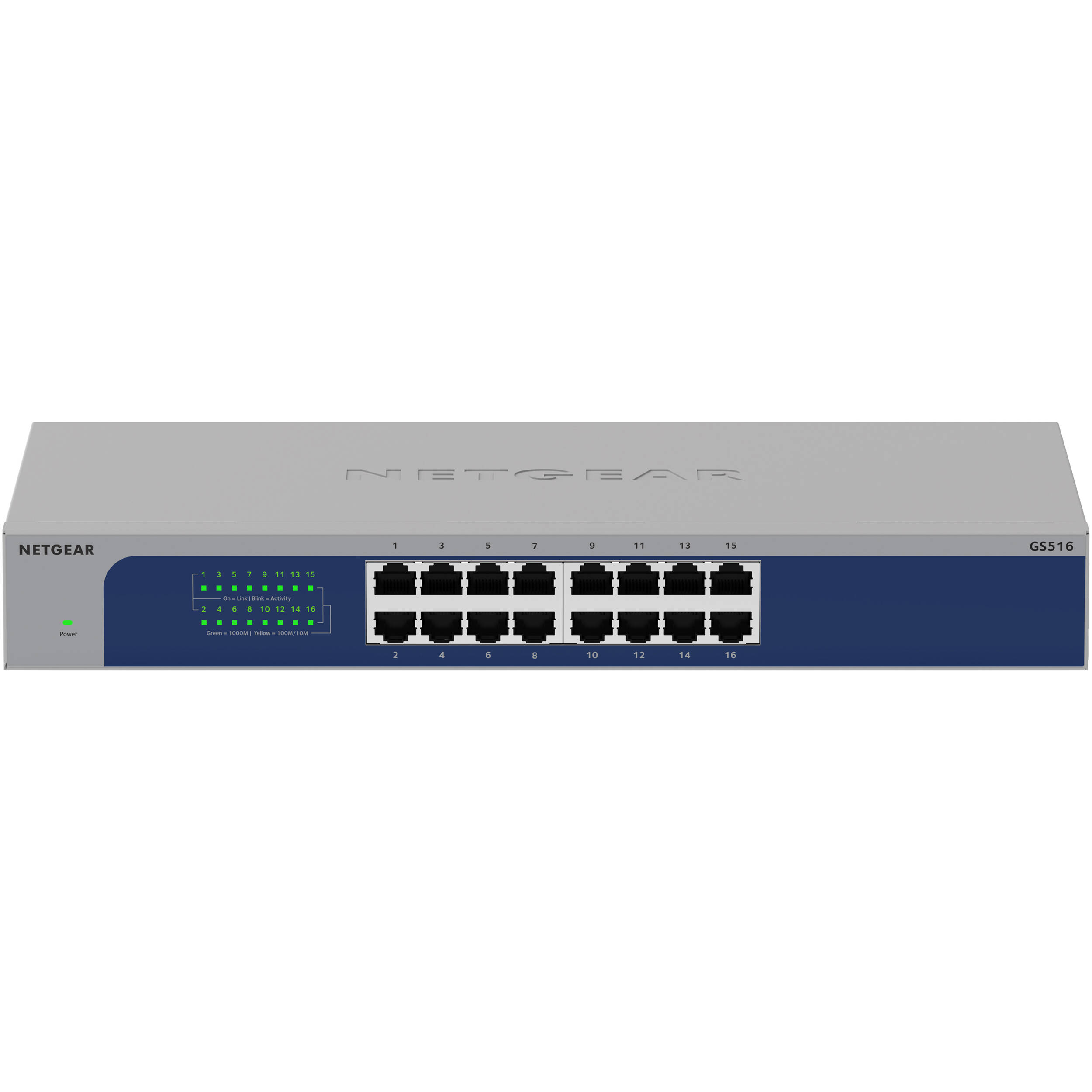 Netgear GS516-300NAS 16-port Gigabit Ethernet unmanaged switch for small office networking — view 2