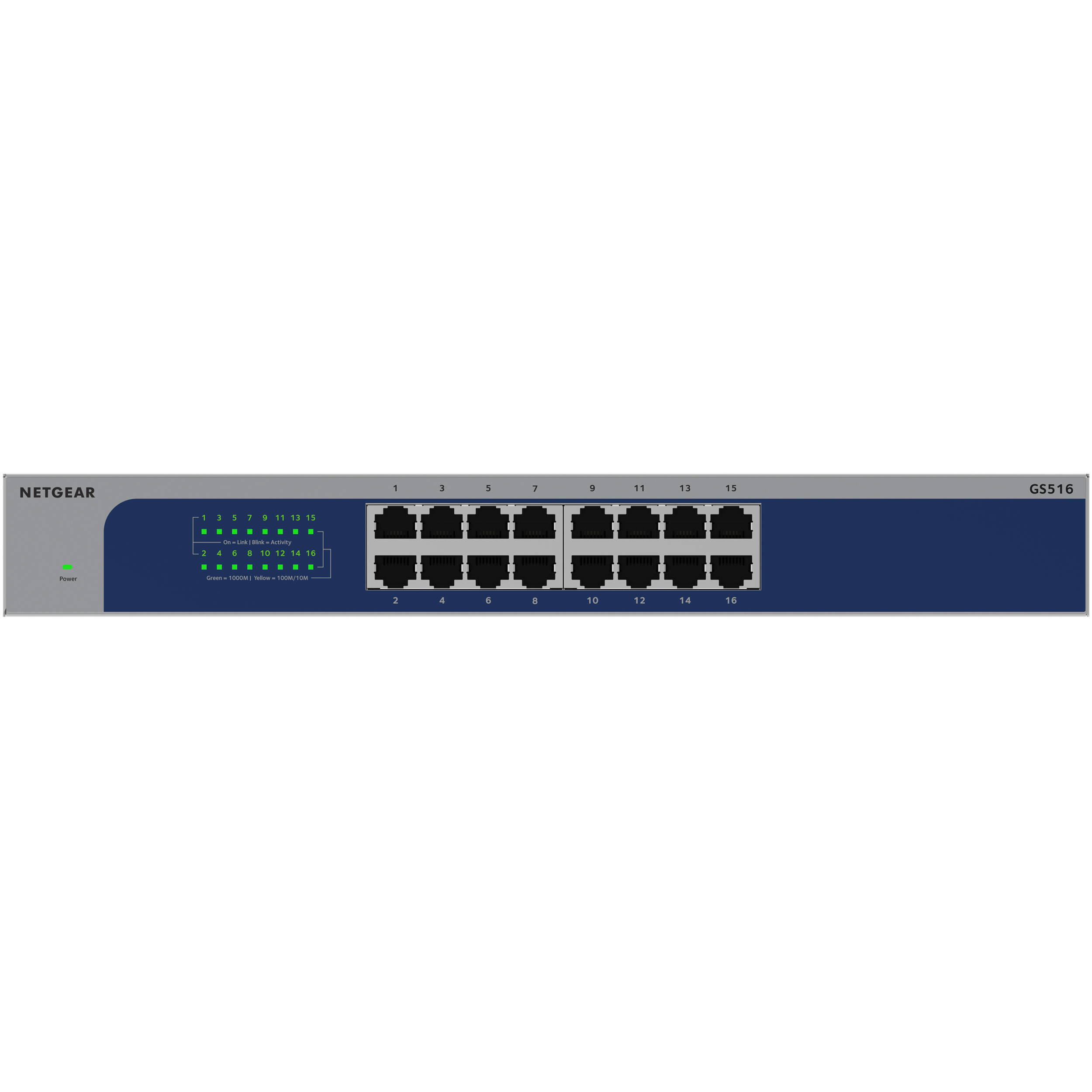 Netgear GS516-300NAS 16-port Gigabit Ethernet unmanaged switch for small office networking — view 3