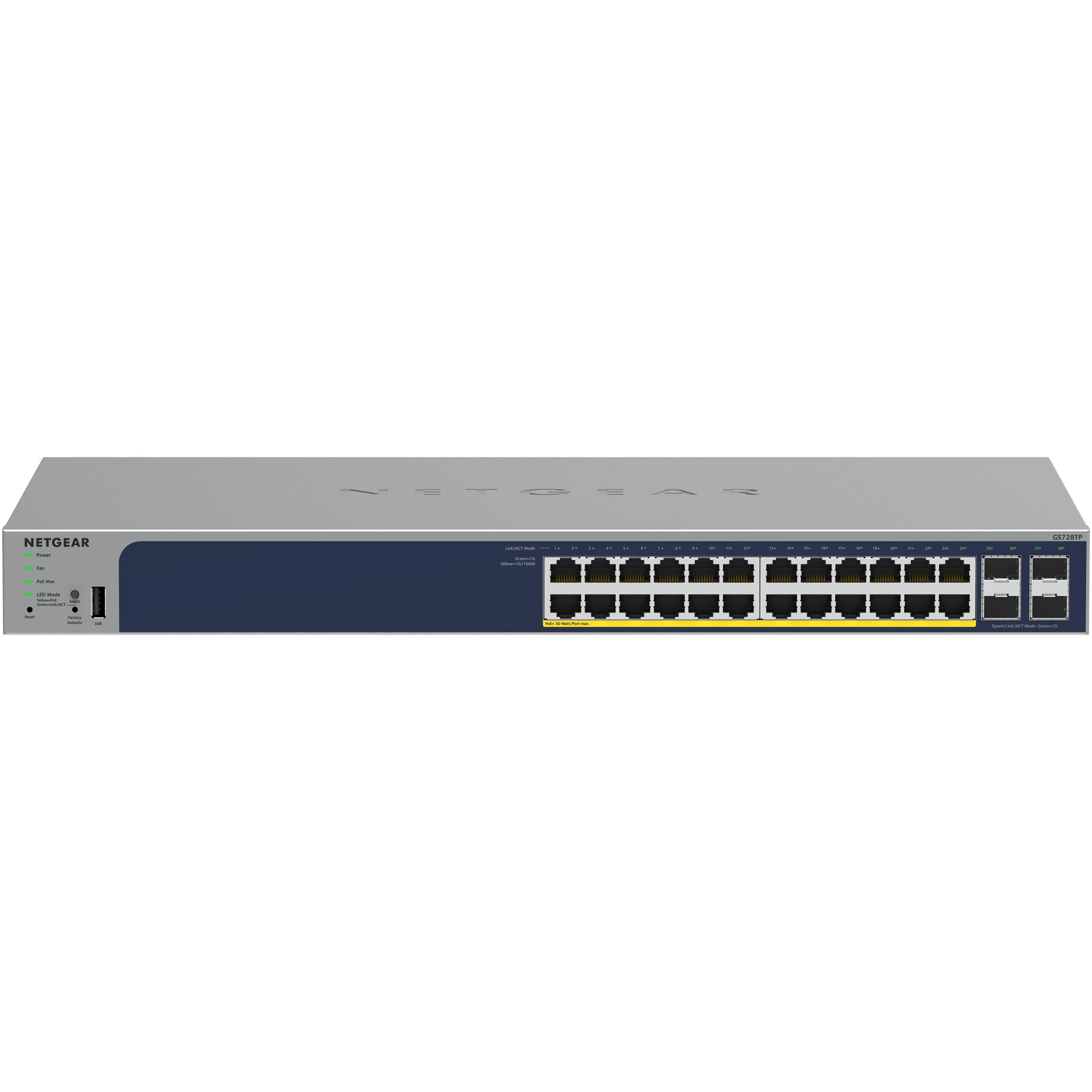 NETGEAR GS728TP-300NAS 28-port Gigabit PoE+ smart switch with 4 SFP uplinks — view 3